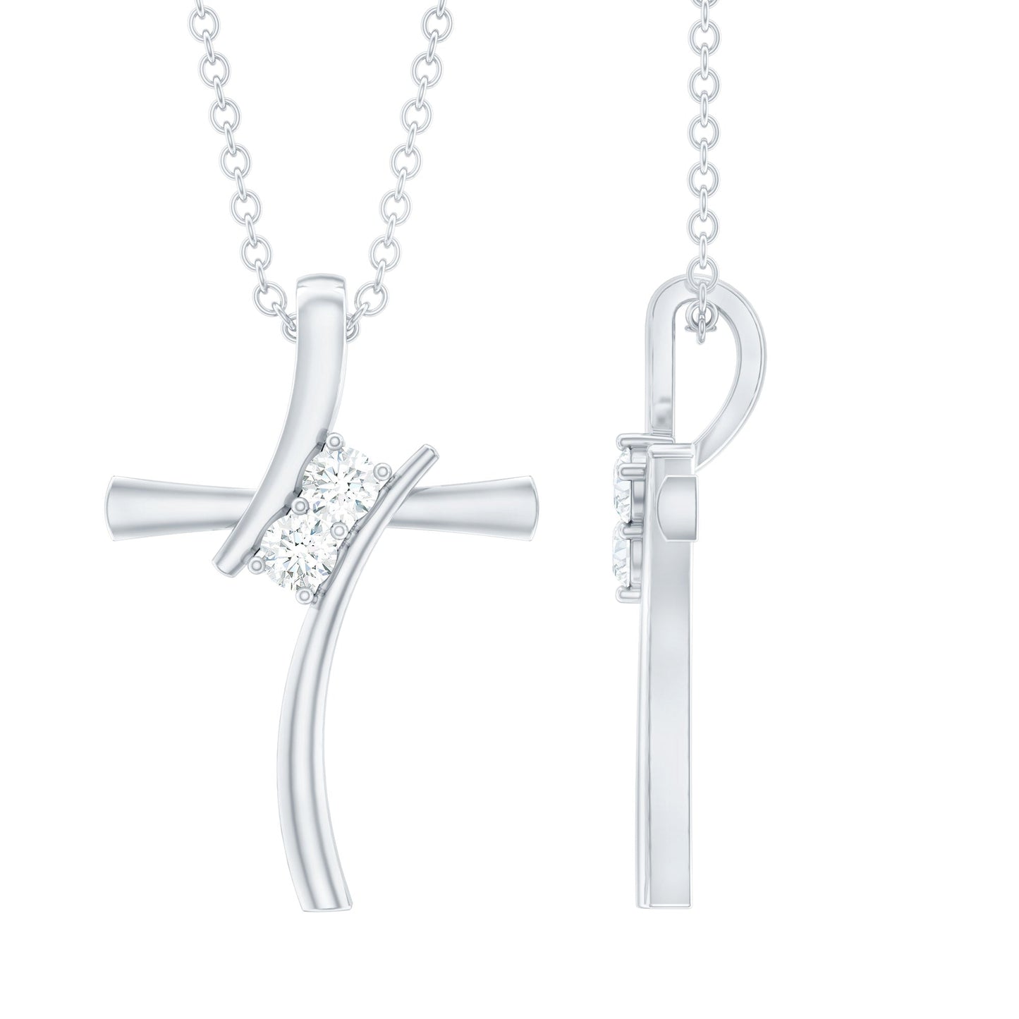 0.14 CT Lab Grown Diamond Cross Necklace (Hidden Bail)