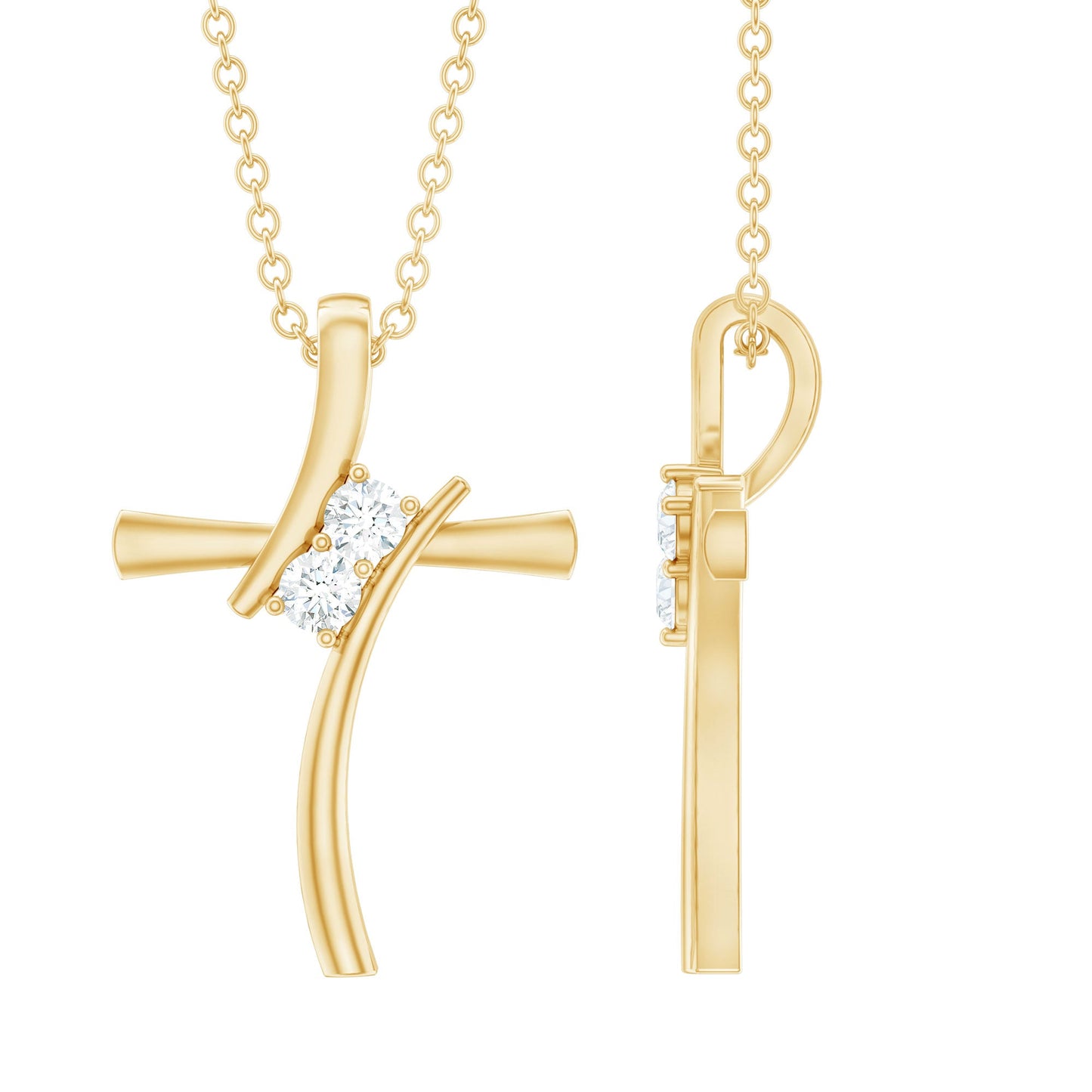 0.14 CT Lab Grown Diamond Cross Necklace (Hidden Bail)