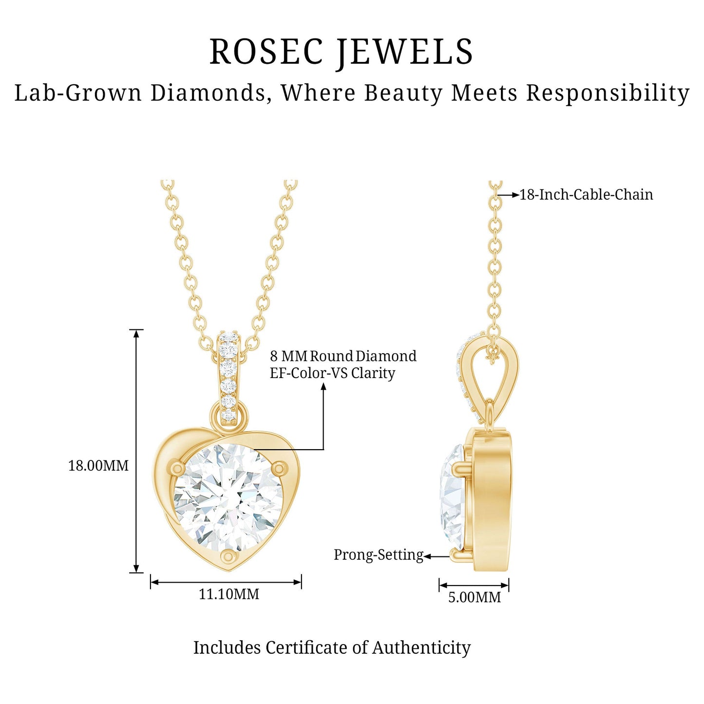 2 Carat Lab Grown Diamond Solitaire Heart Locket for Women