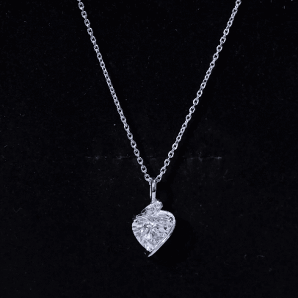 8 MM Lab Grown Diamond Heart Solitaire Necklace