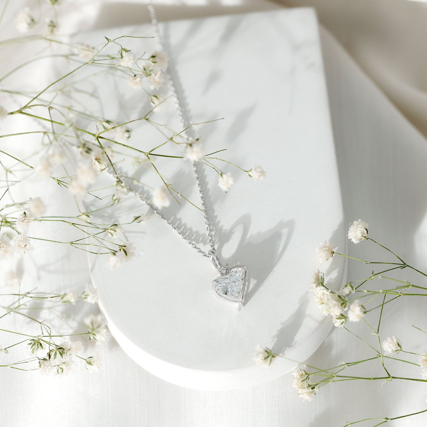 8 MM Lab Grown Diamond Heart Solitaire Necklace