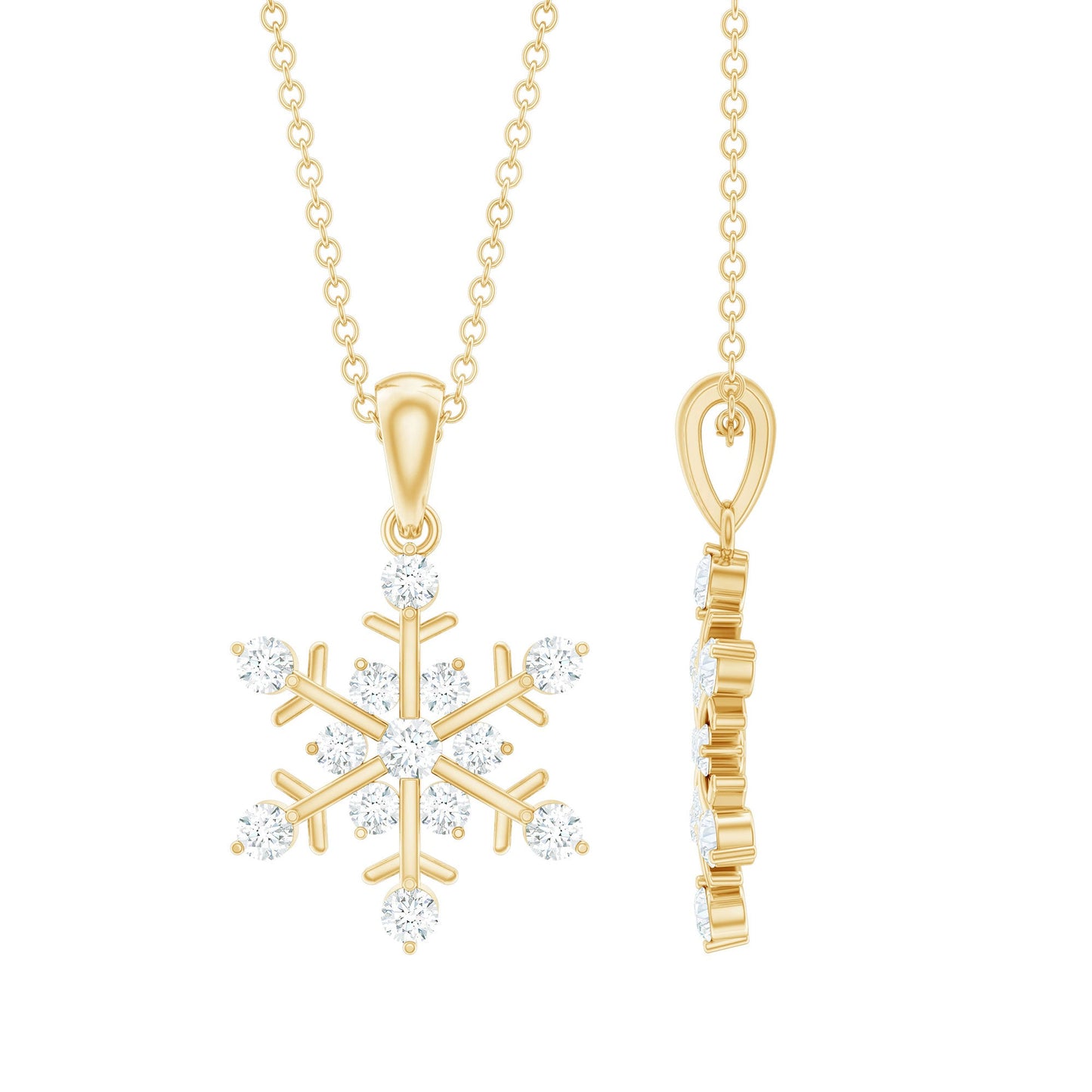 Lab Grown Diamond Christmas Snowflake Necklace