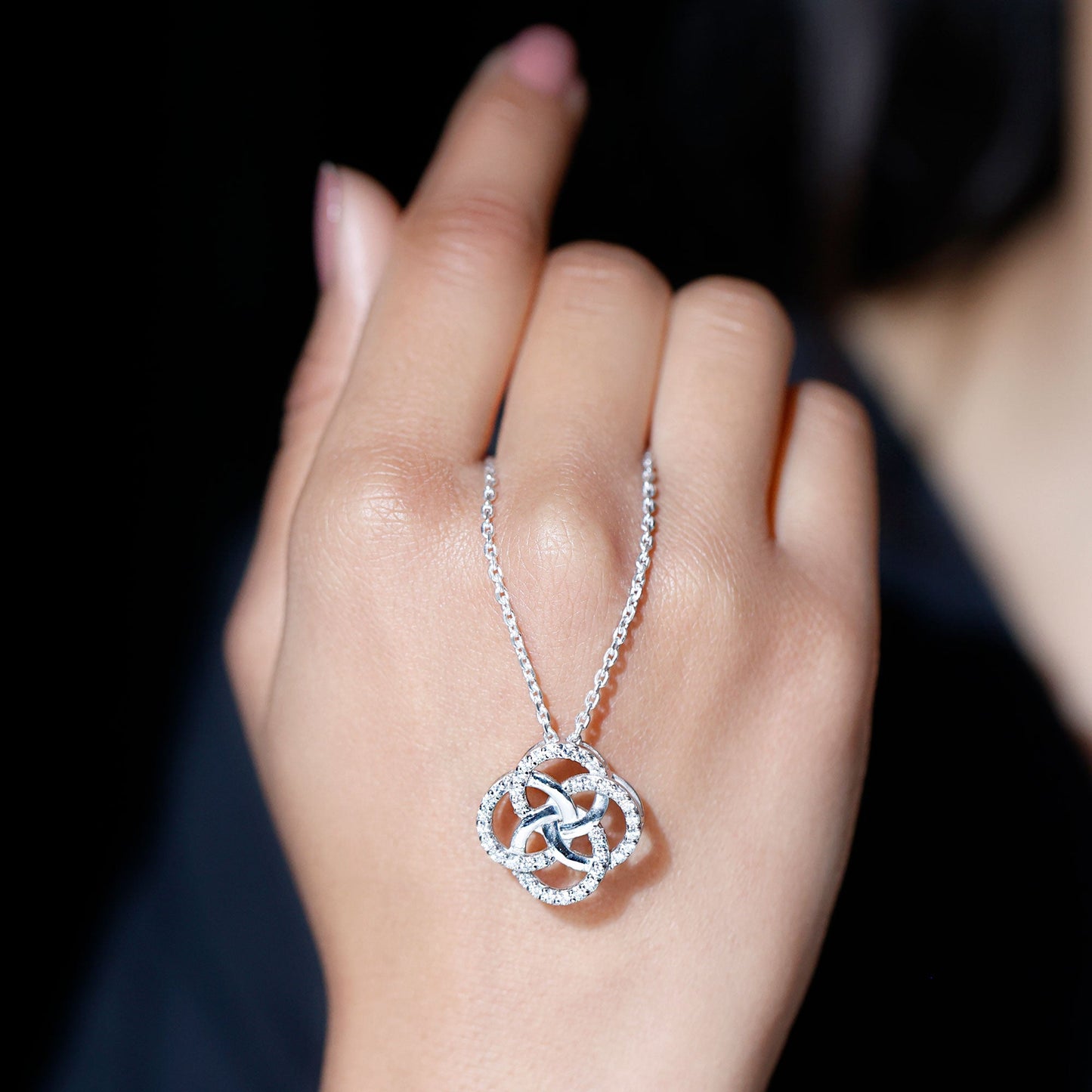 Sterling Silver Moissanite Interlocking Circle Necklace for Women