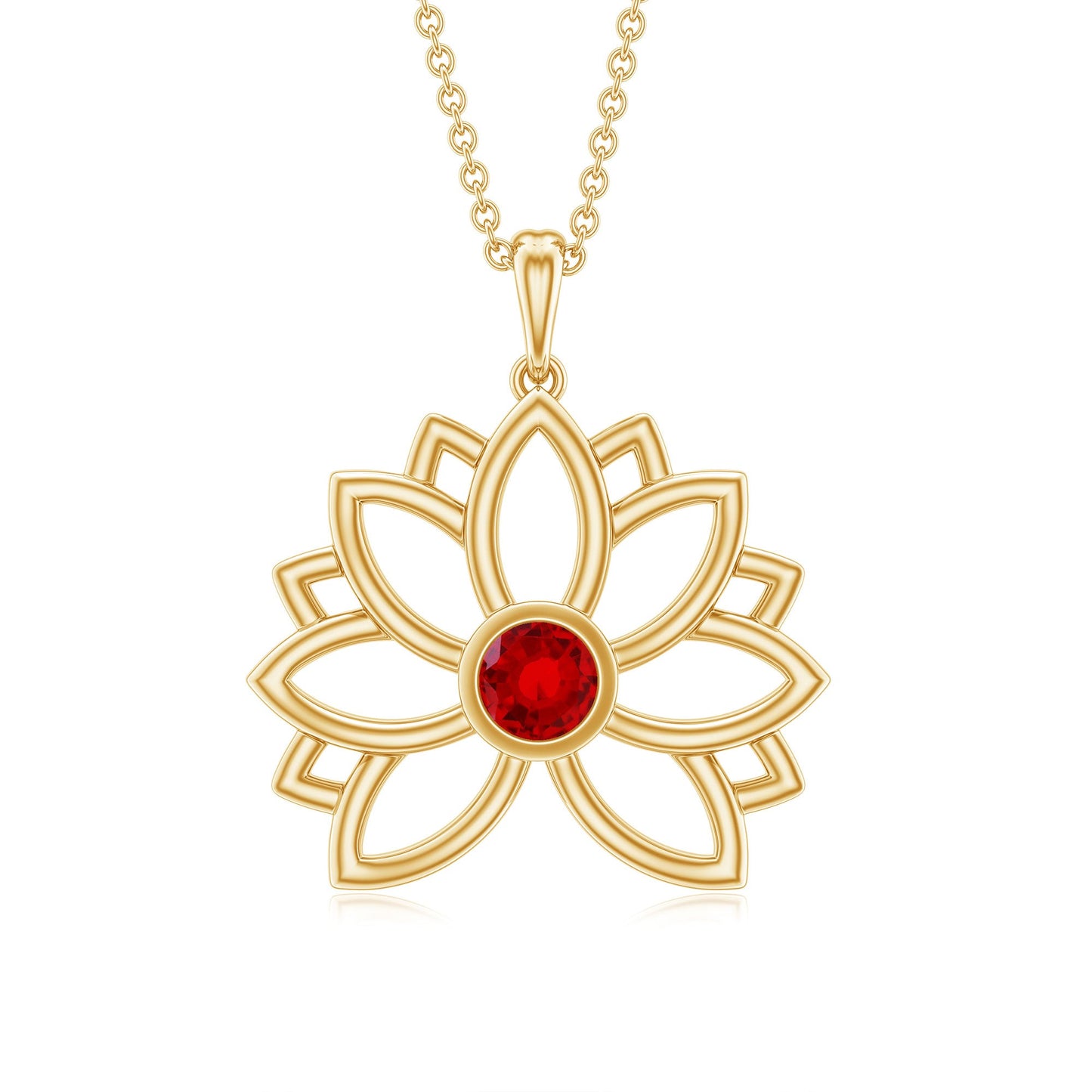 Lab Created Ruby Lotus Flower Necklace