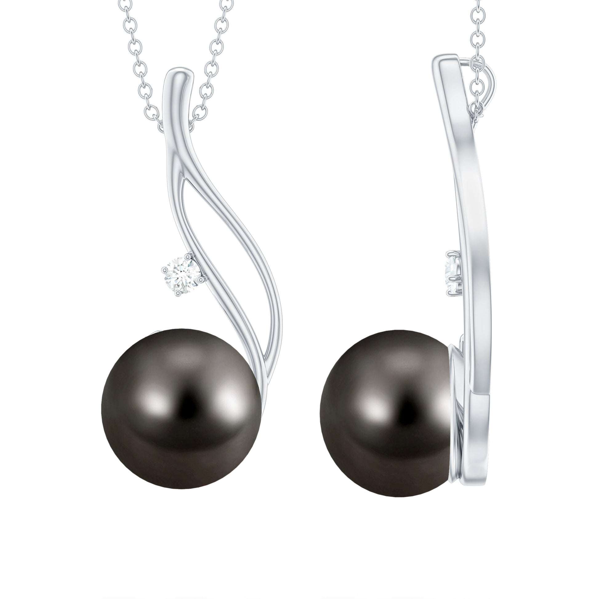 Pearl necklace and bracelet set with silver clasps on a white background