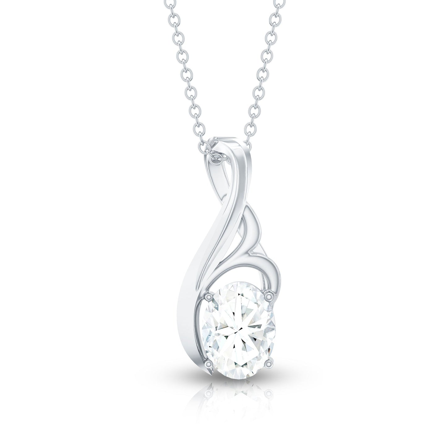 Certified Oval Lab Grown Diamond Solitaire Pendant Necklace