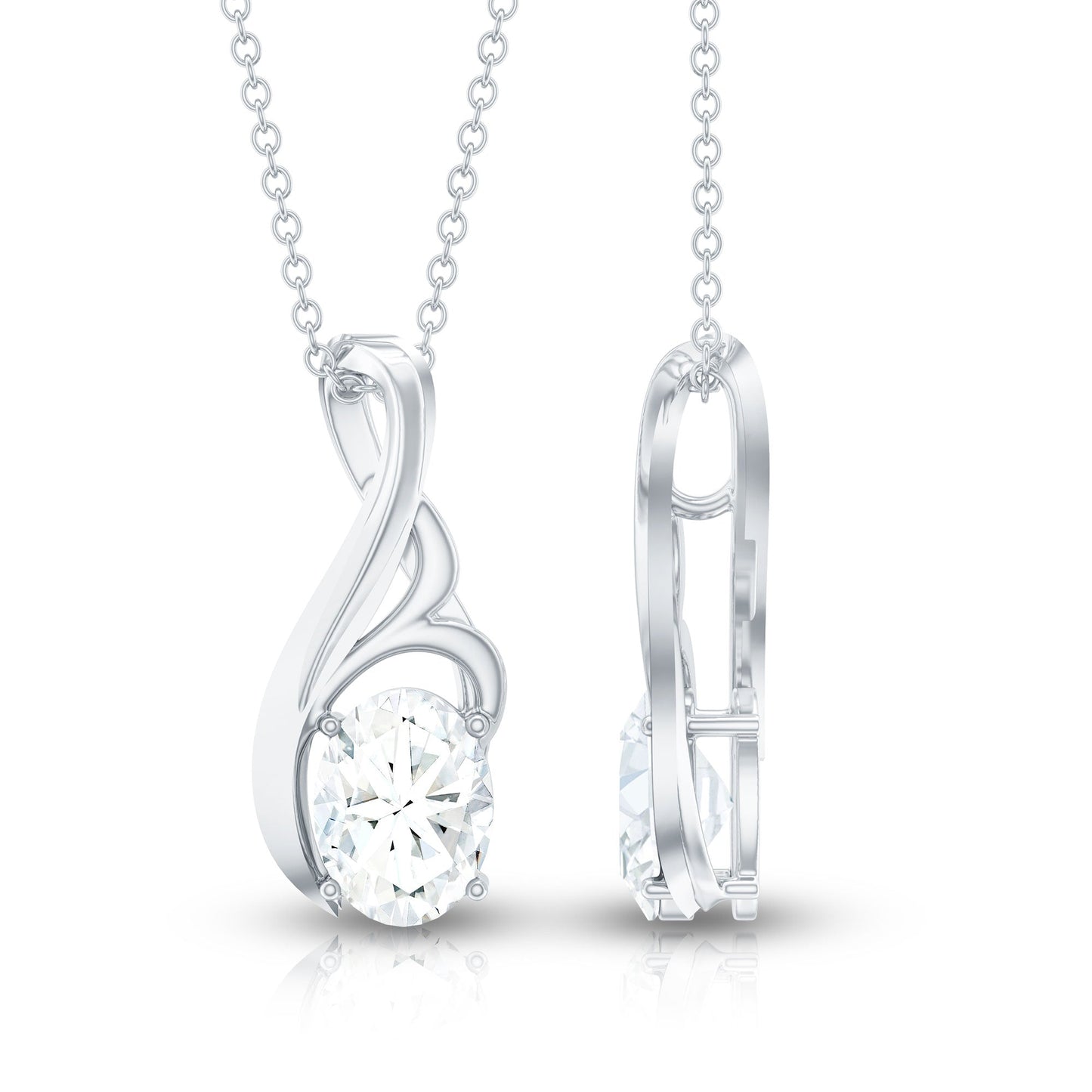 Certified Oval Lab Grown Diamond Solitaire Pendant Necklace