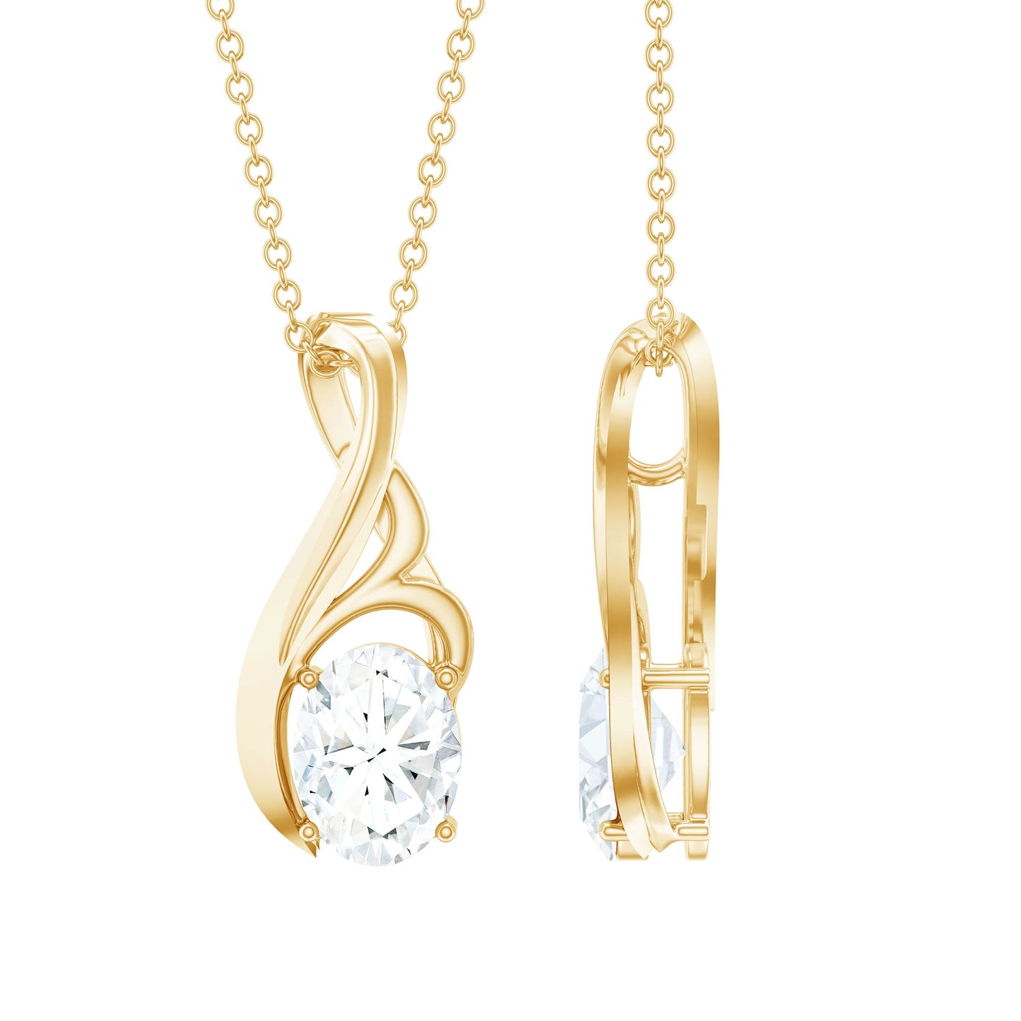 Certified Oval Lab Grown Diamond Solitaire Pendant Necklace