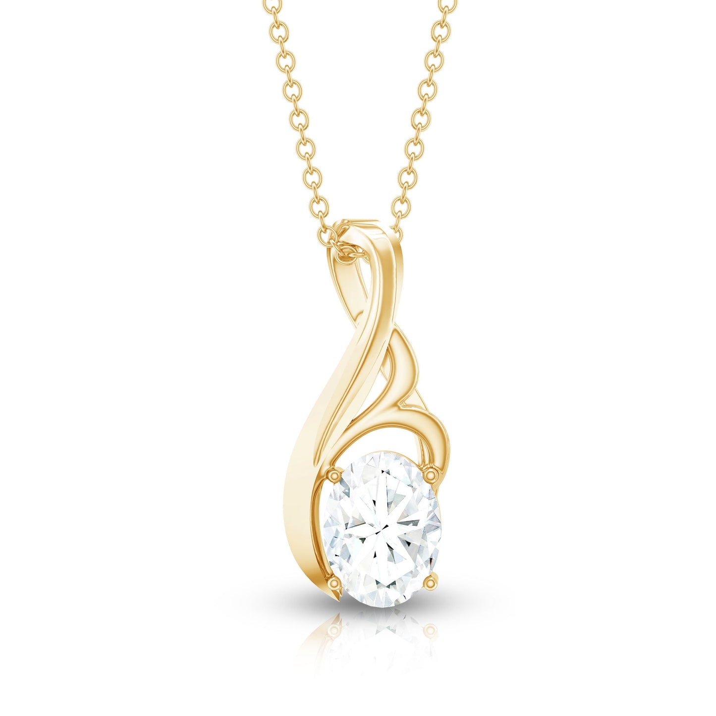 Certified Oval Lab Grown Diamond Solitaire Pendant Necklace