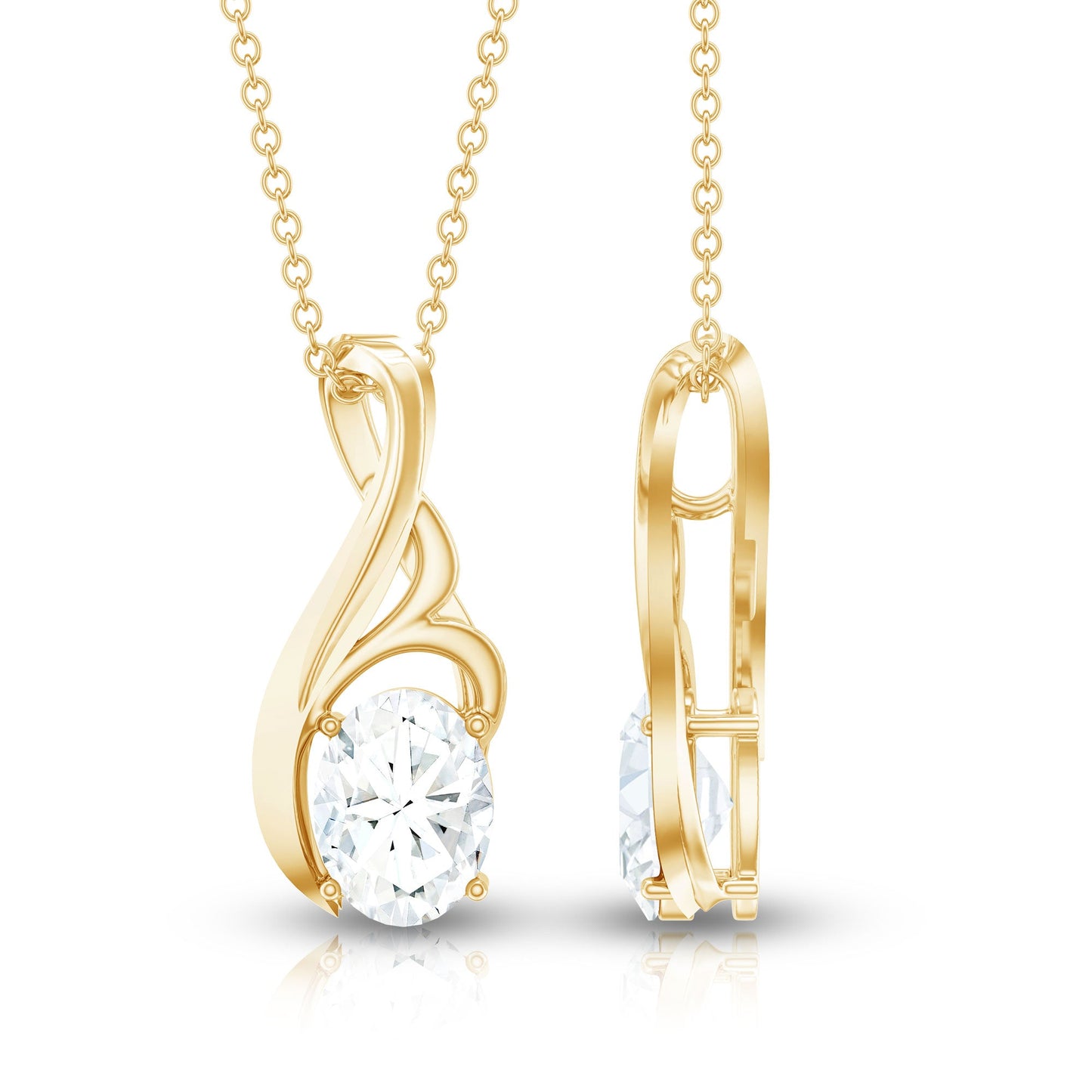Certified Oval Lab Grown Diamond Solitaire Pendant Necklace
