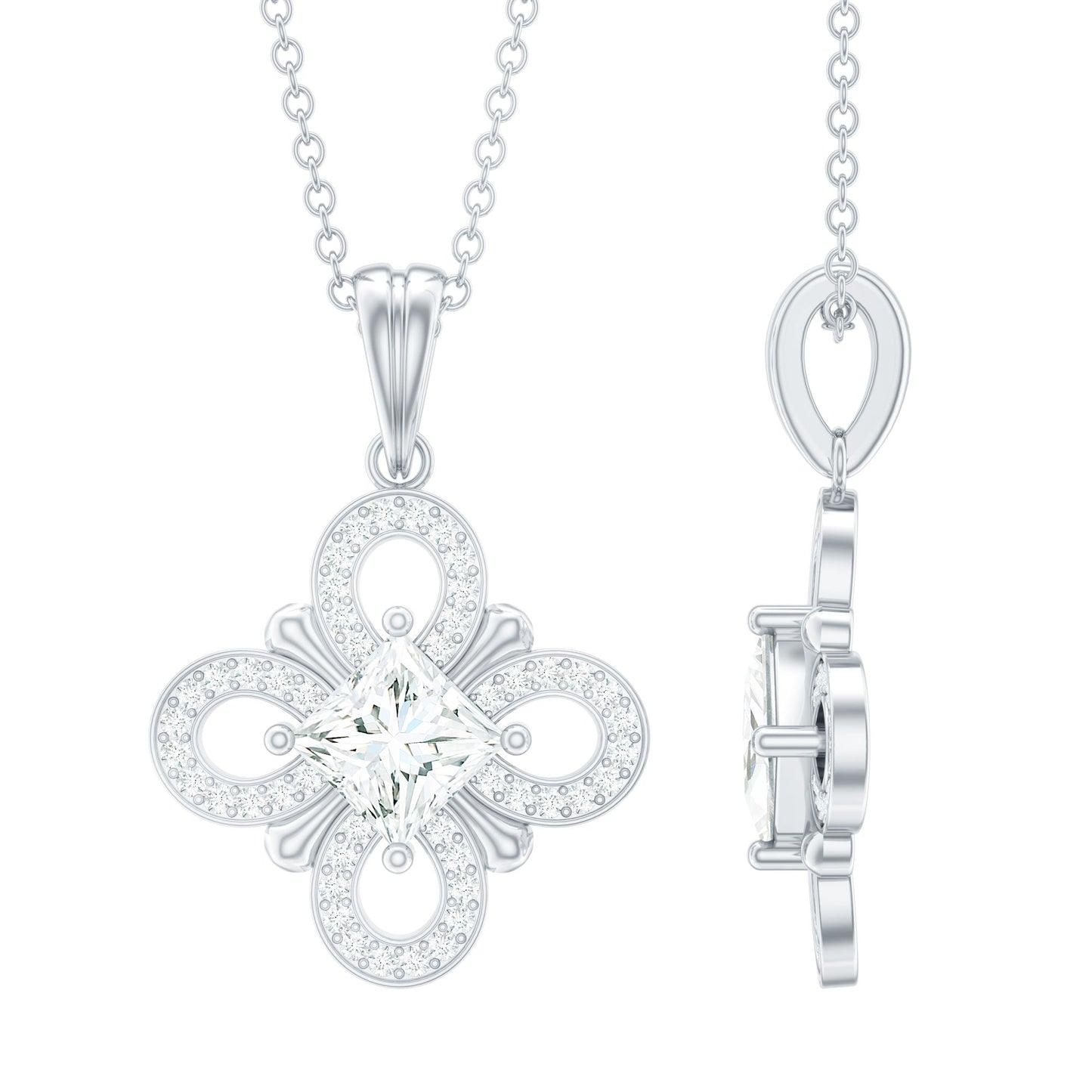 Lab Grown Diamond Vintage Inspired Pendant Necklace