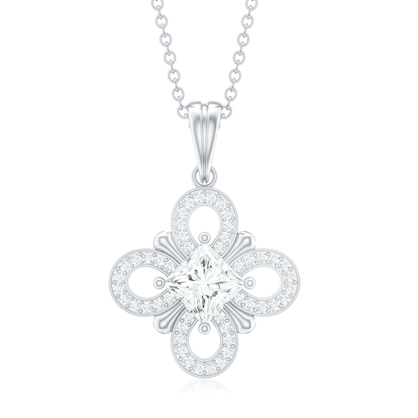 Lab Grown Diamond Vintage Inspired Pendant Necklace