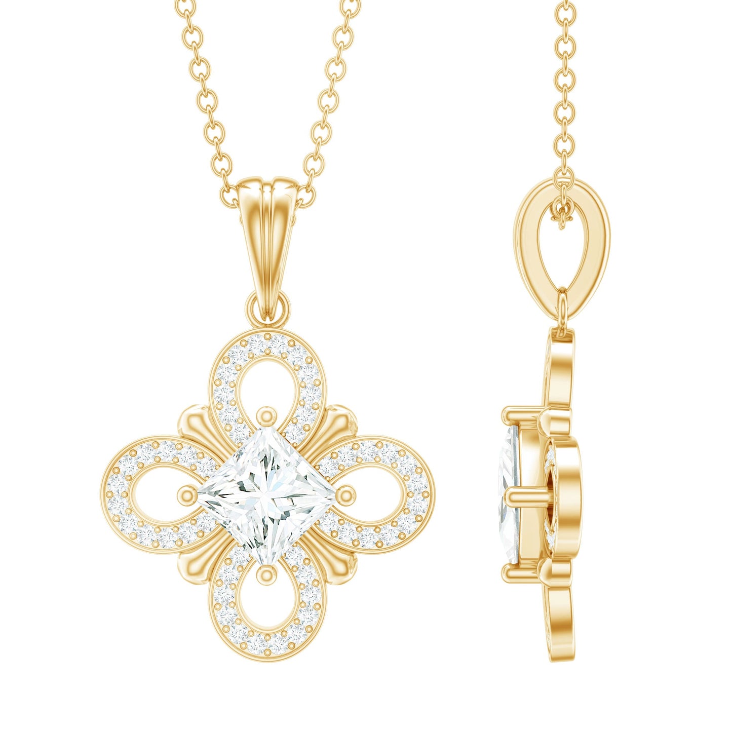 Lab Grown Diamond Vintage Inspired Pendant Necklace