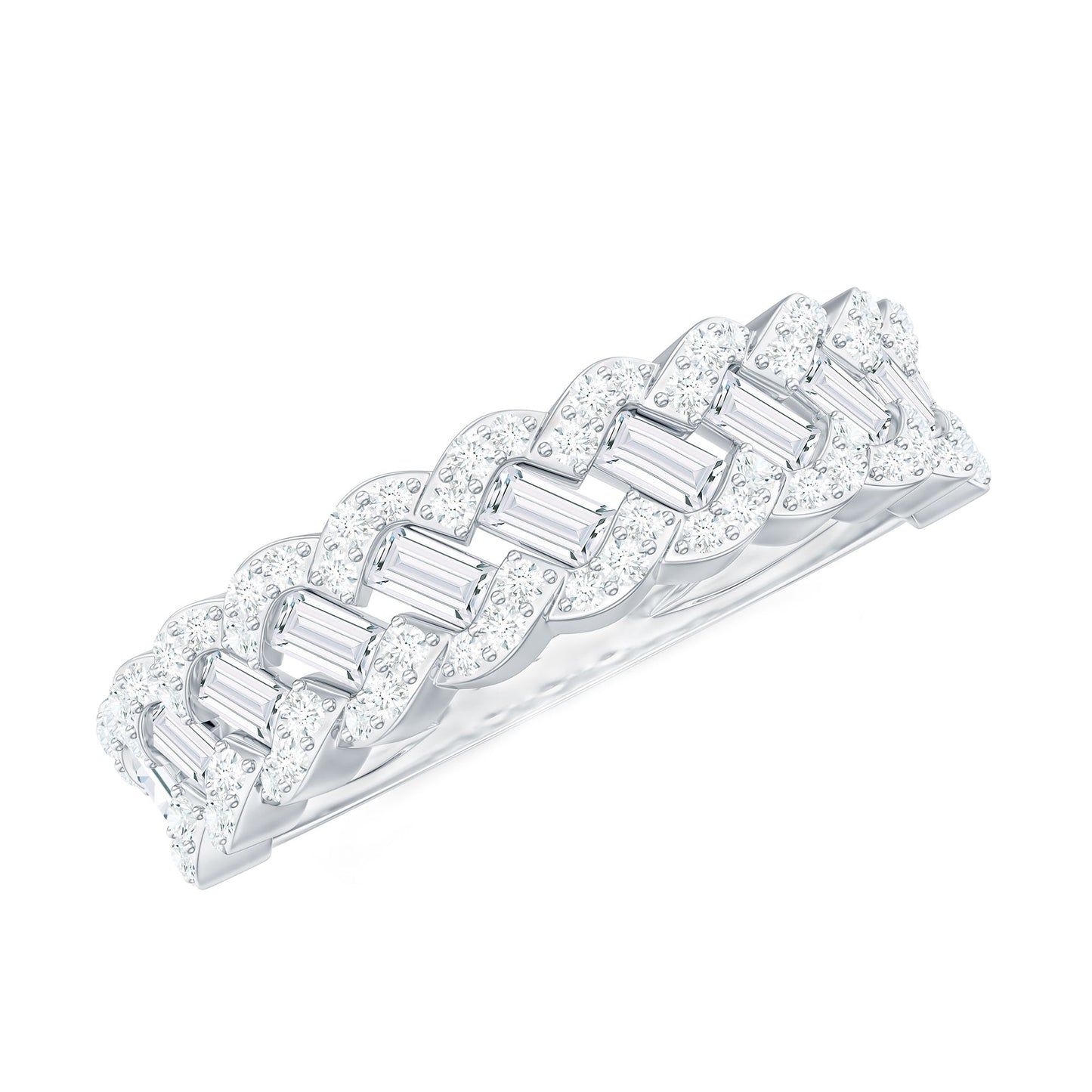 Certified Moissanite Braided Half Eternity Band Ring
