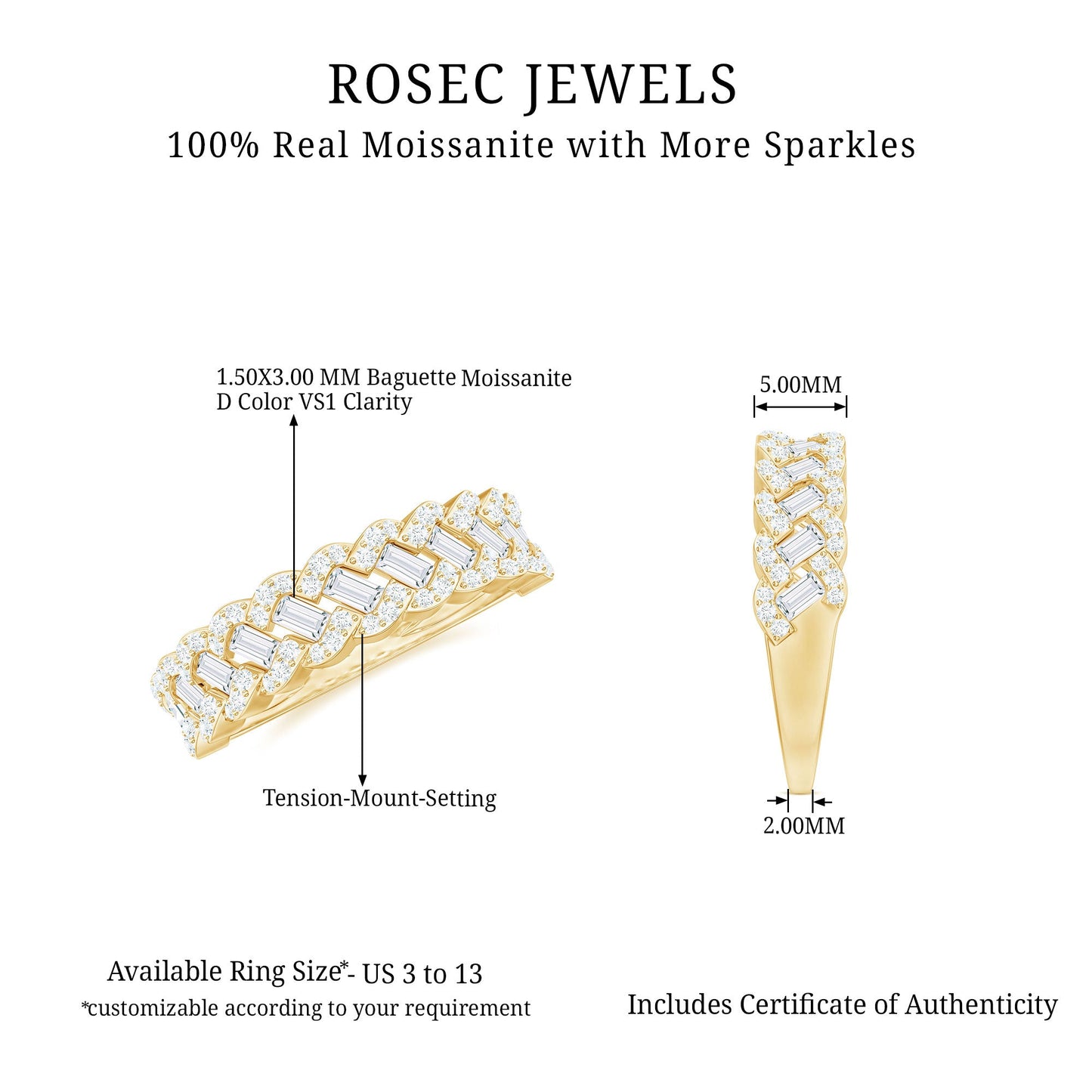 Certified Moissanite Braided Half Eternity Band Ring