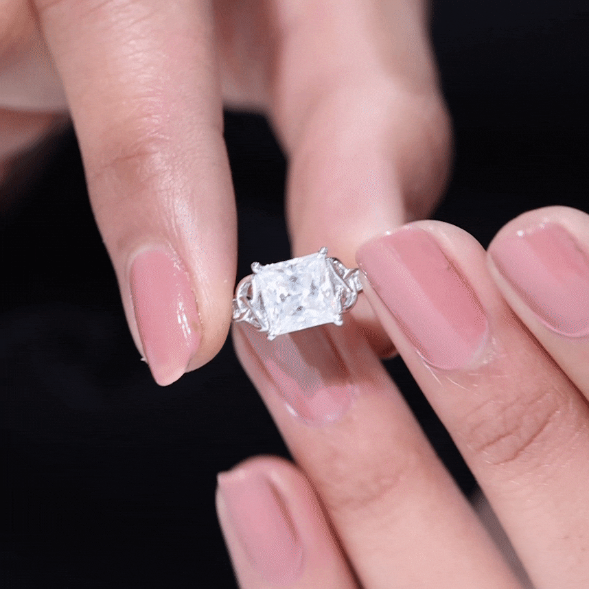 8 MM Princess Cut Moissanite Solitaire Engagement Celtic Ring