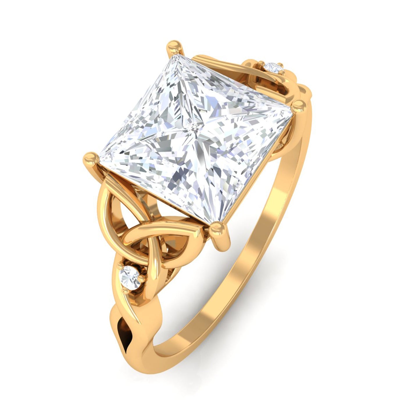 8 MM Princess Cut Moissanite Solitaire Engagement Celtic Ring