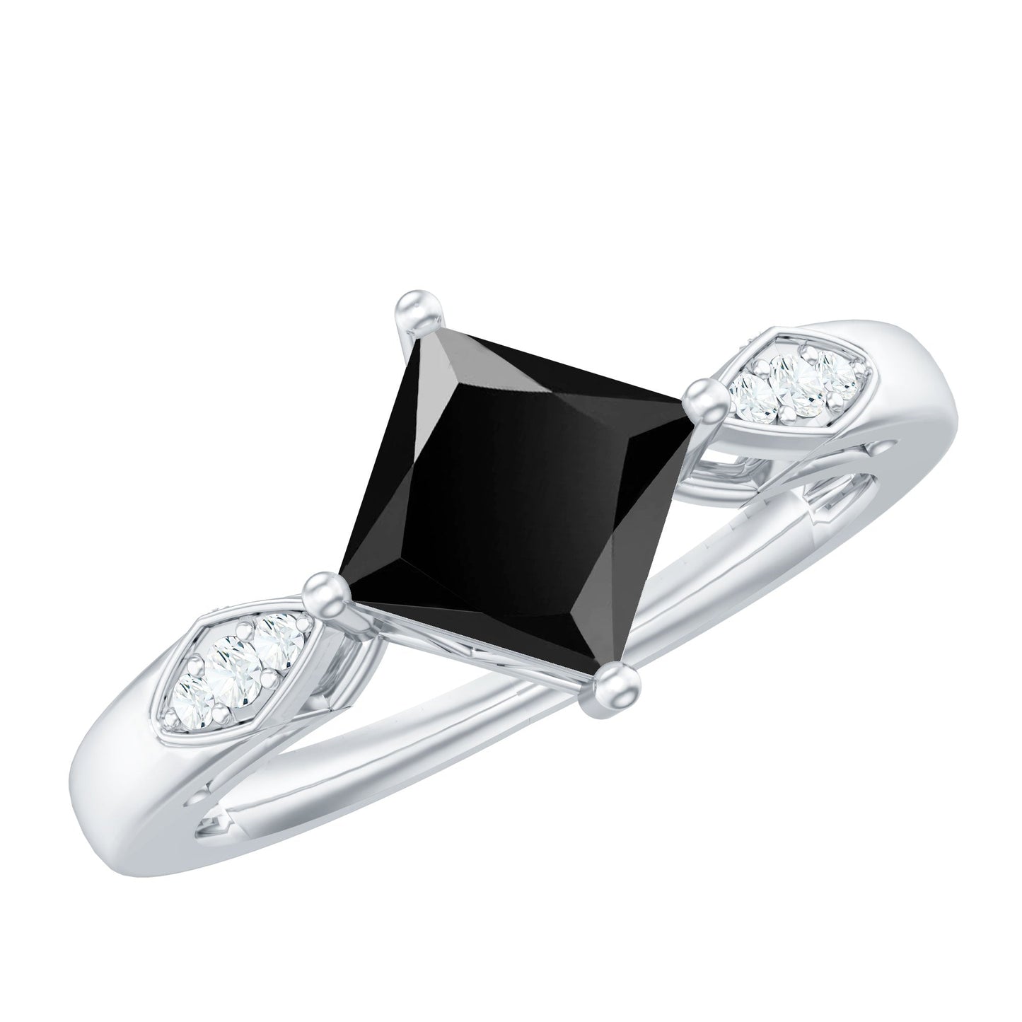 Princess Cut Lab Grown Black Diamond Solitaire Engagement Ring