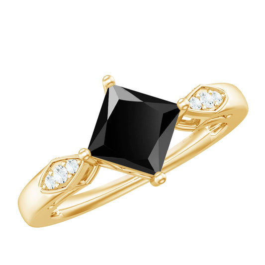Princess Cut Lab Grown Black Diamond Solitaire Engagement Ring