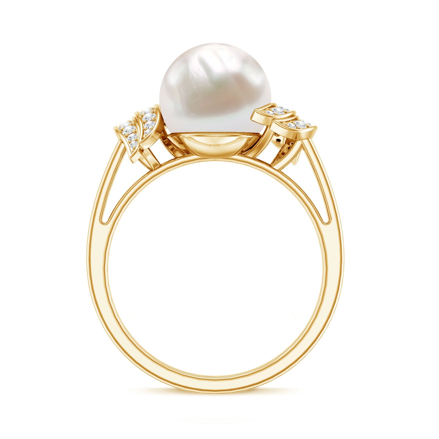 Natural Freshwater Pearl and Diamond Solitaire Engagement Ring