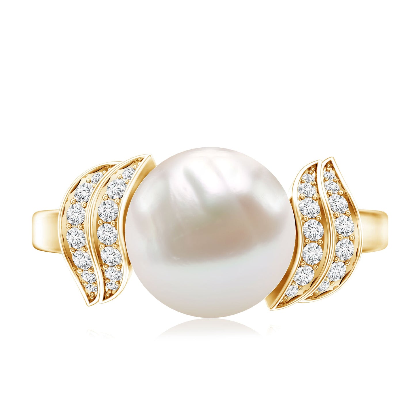 Natural Freshwater Pearl and Diamond Solitaire Engagement Ring