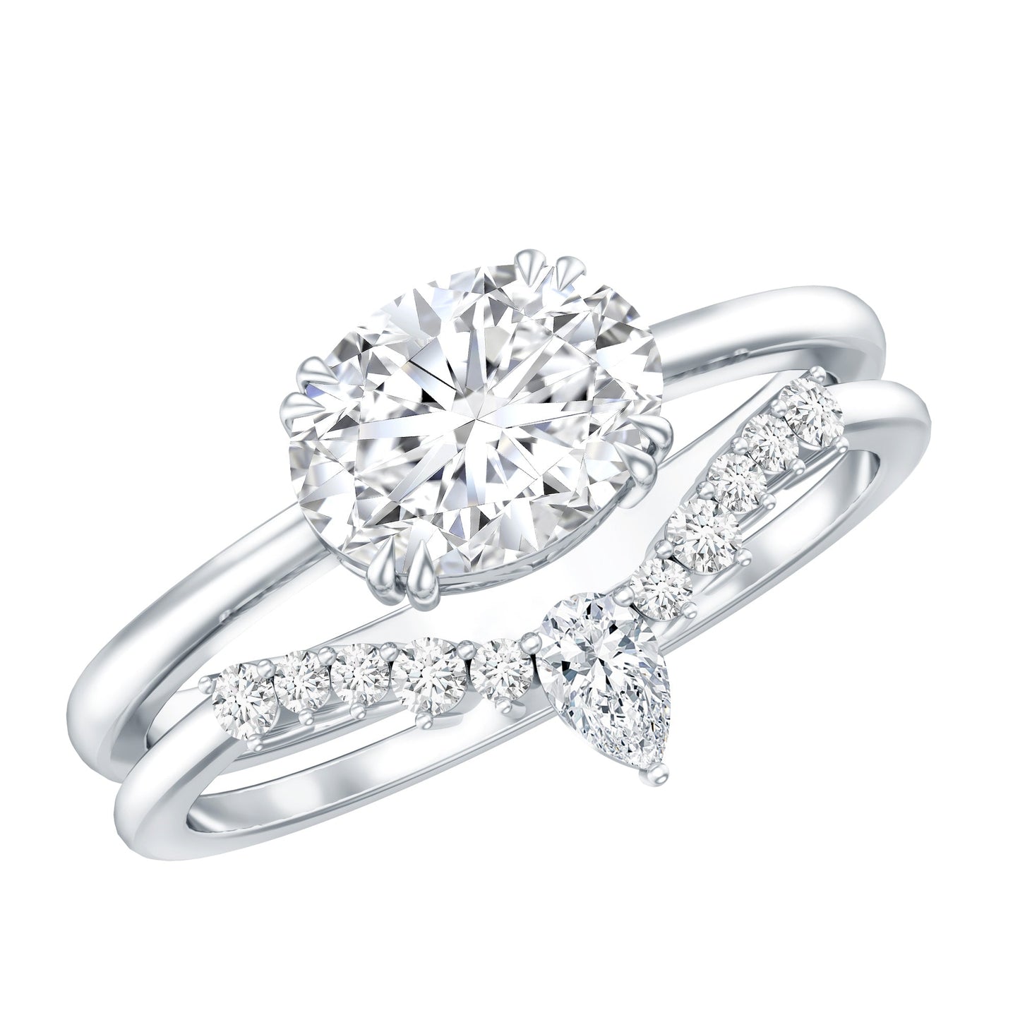 Certified 6X8 MM Oval Lab Grown Diamond Engagement Ring With Enhancer