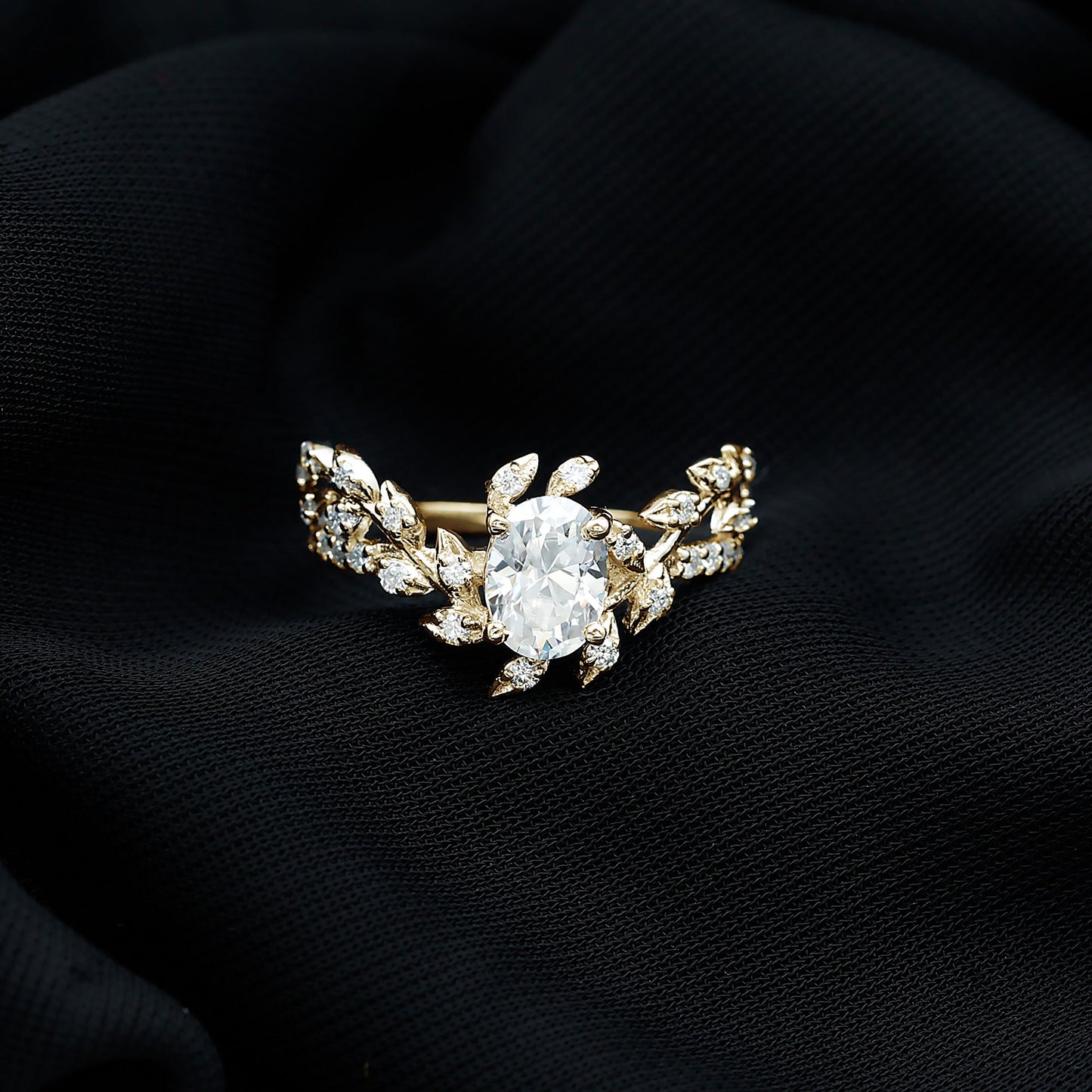 6X8MM Oval Lab Grown Diamond Petal Prong Engagement Ring