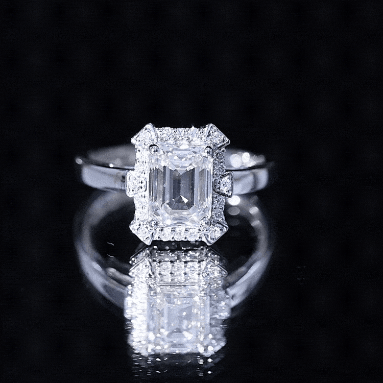 Certified 1 Carat Lab Grown Diamond Emerald Cut Engagement Ring