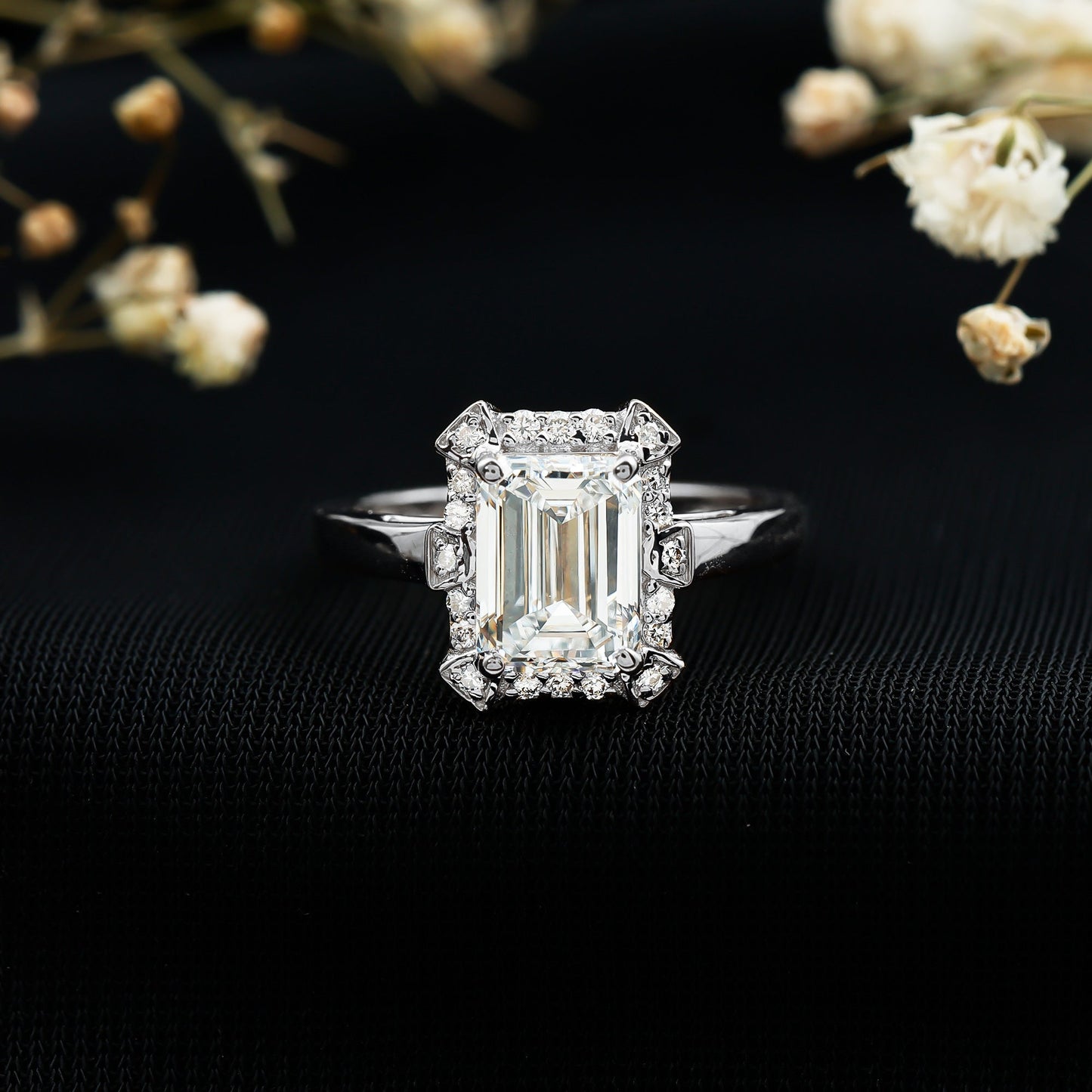 Certified 1 Carat Lab Grown Diamond Emerald Cut Engagement Ring