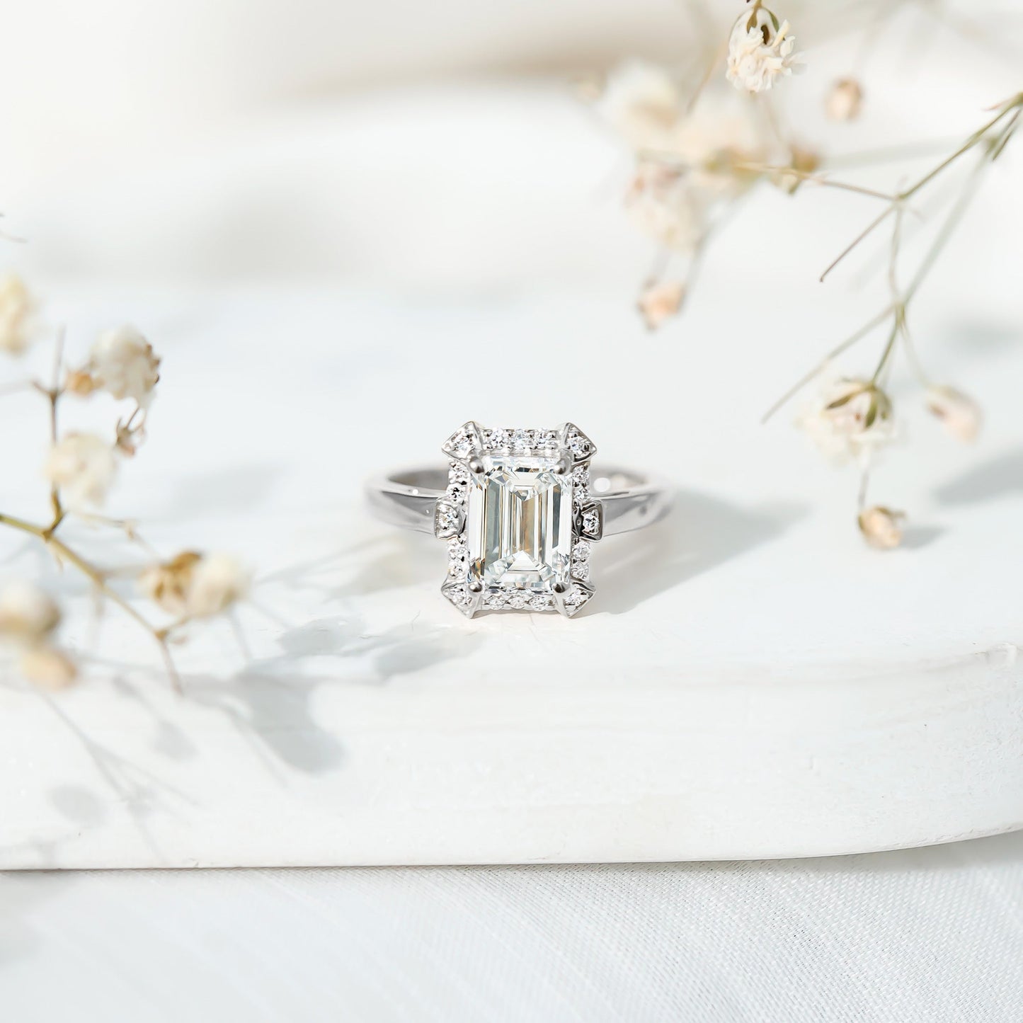 Certified 1 Carat Lab Grown Diamond Emerald Cut Engagement Ring