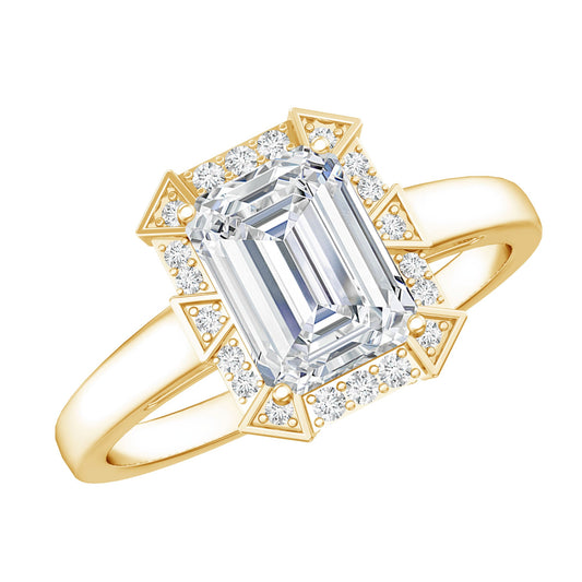 Certified 1 Carat Lab Grown Diamond Emerald Cut Engagement Ring