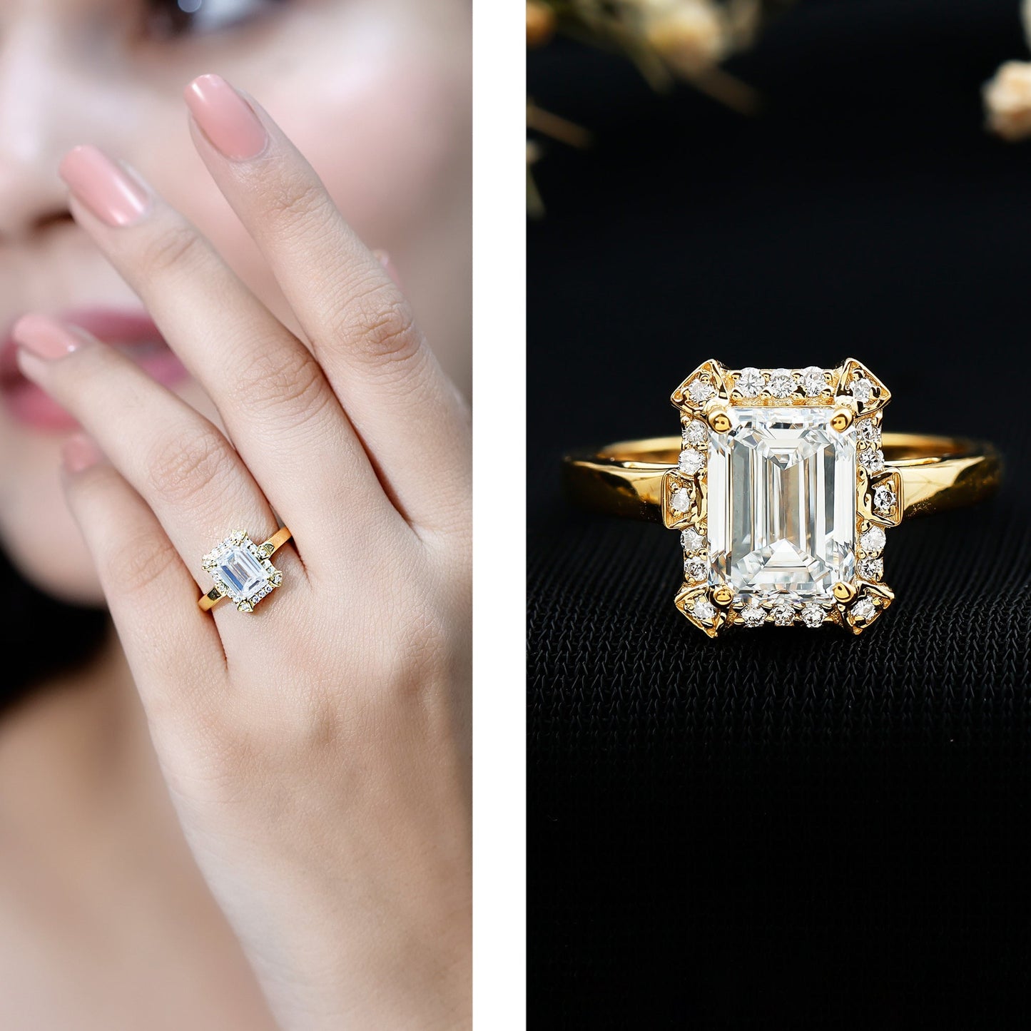 Certified 1 Carat Lab Grown Diamond Emerald Cut Engagement Ring