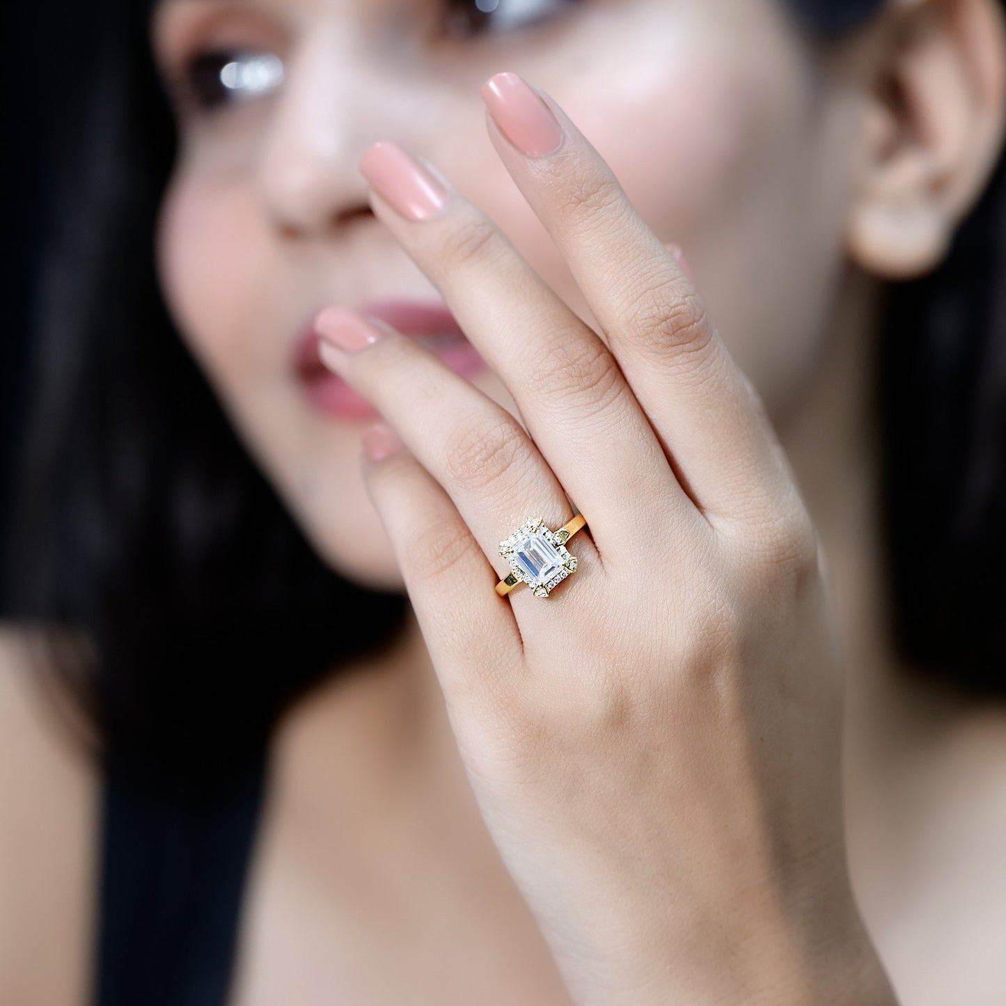 Certified 1 Carat Lab Grown Diamond Emerald Cut Engagement Ring