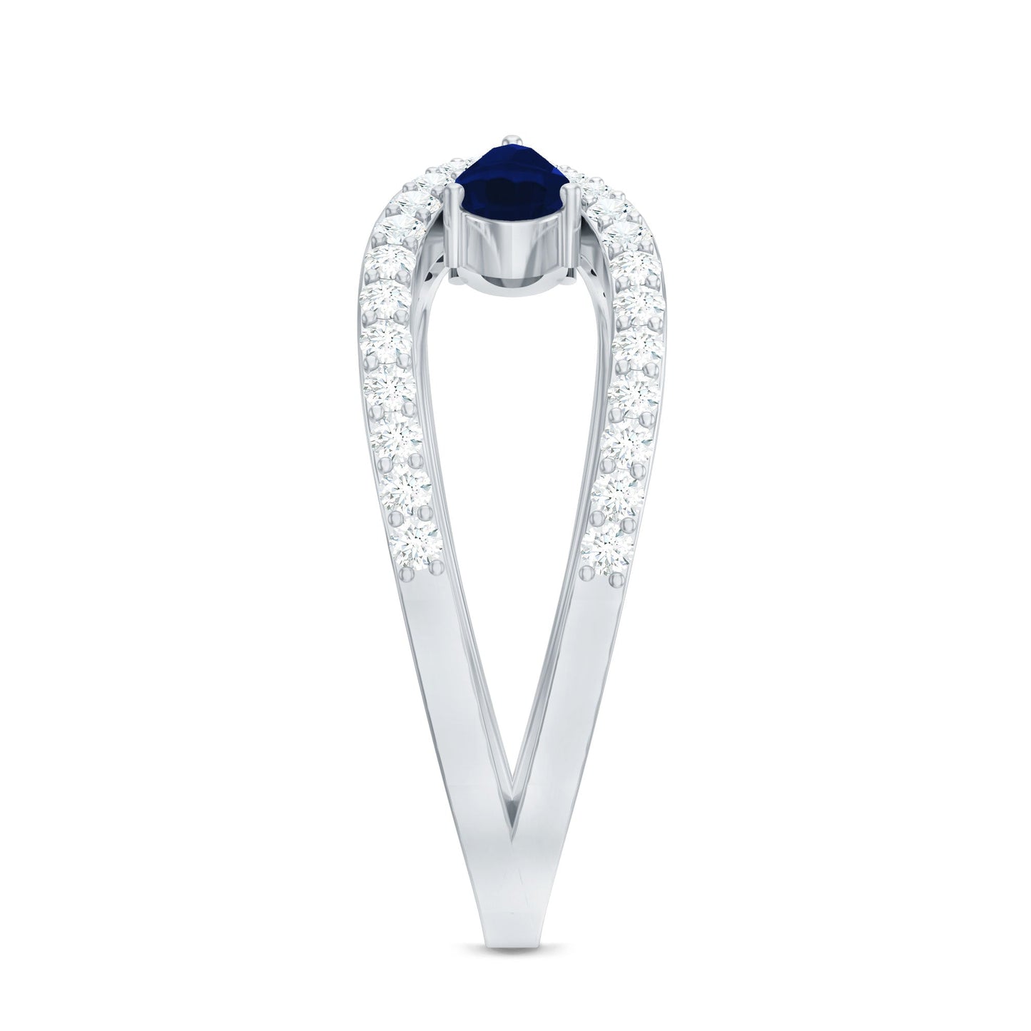 Lab Grown Diamond 2 Stone Engagement Ring with Blue Sapphire