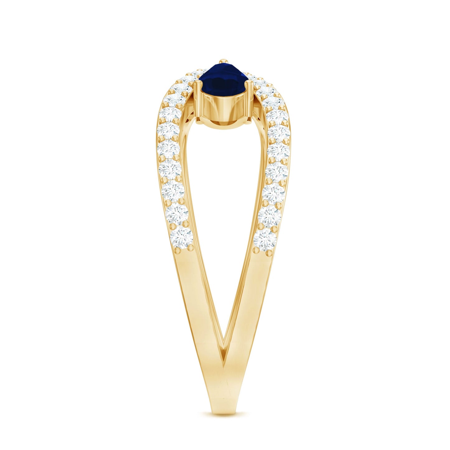 Lab Grown Diamond 2 Stone Engagement Ring with Blue Sapphire