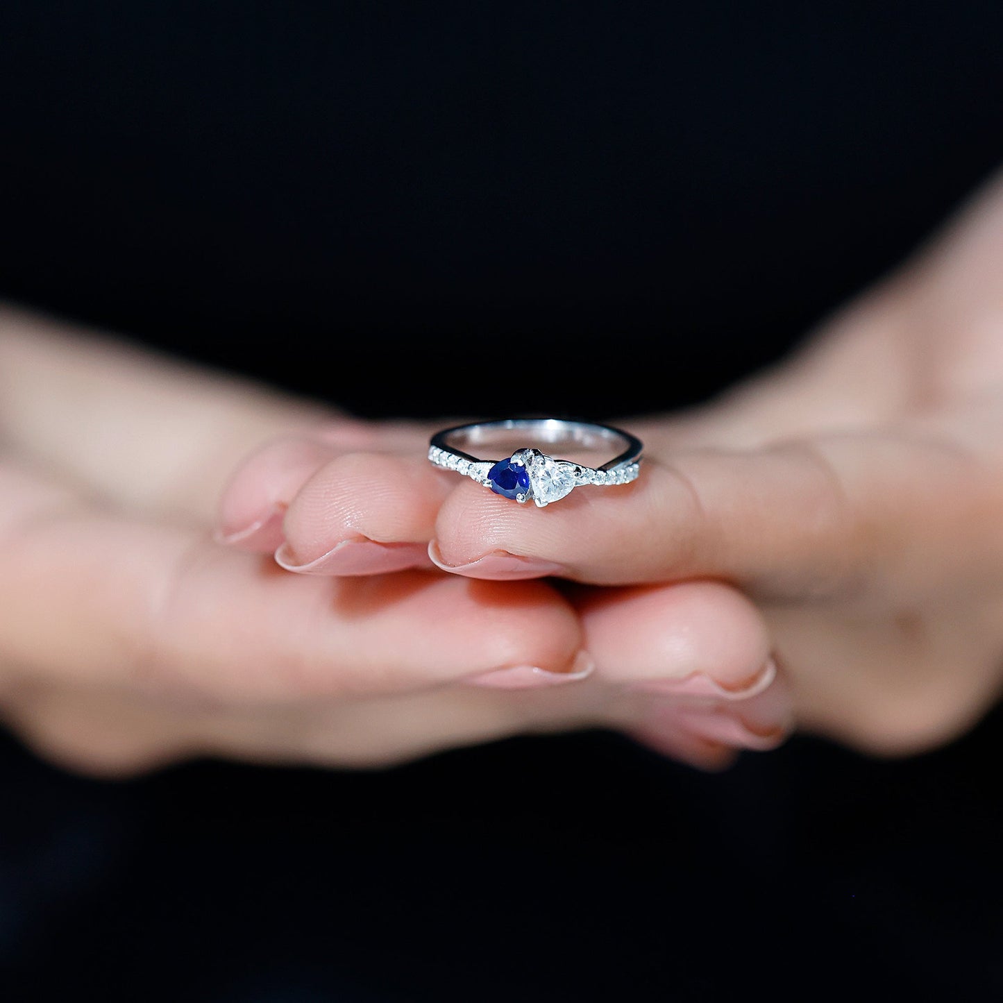 Certified Lab Grown Diamond Sapphire Toi Et Moi Promise Ring