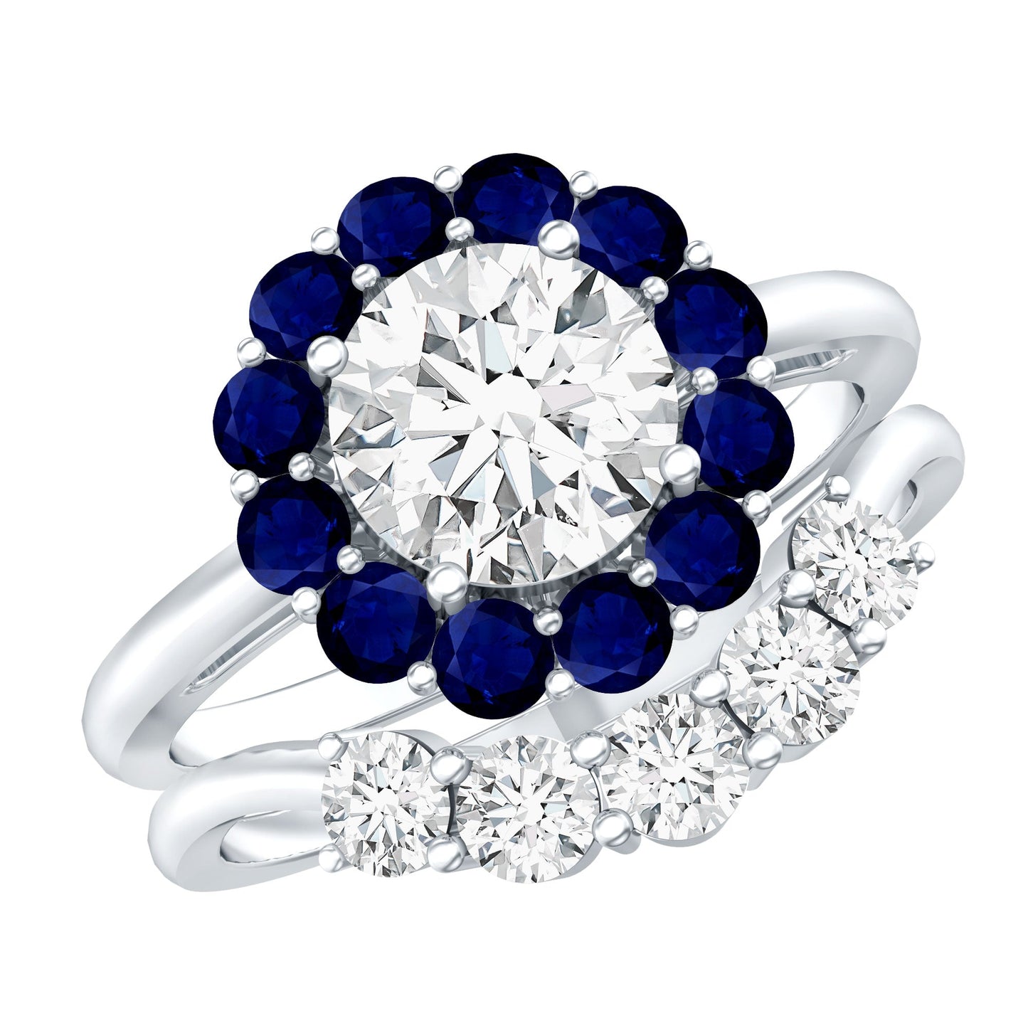 Certified 7 MM Lab Grown Diamond Engagement Ring with Enhancer