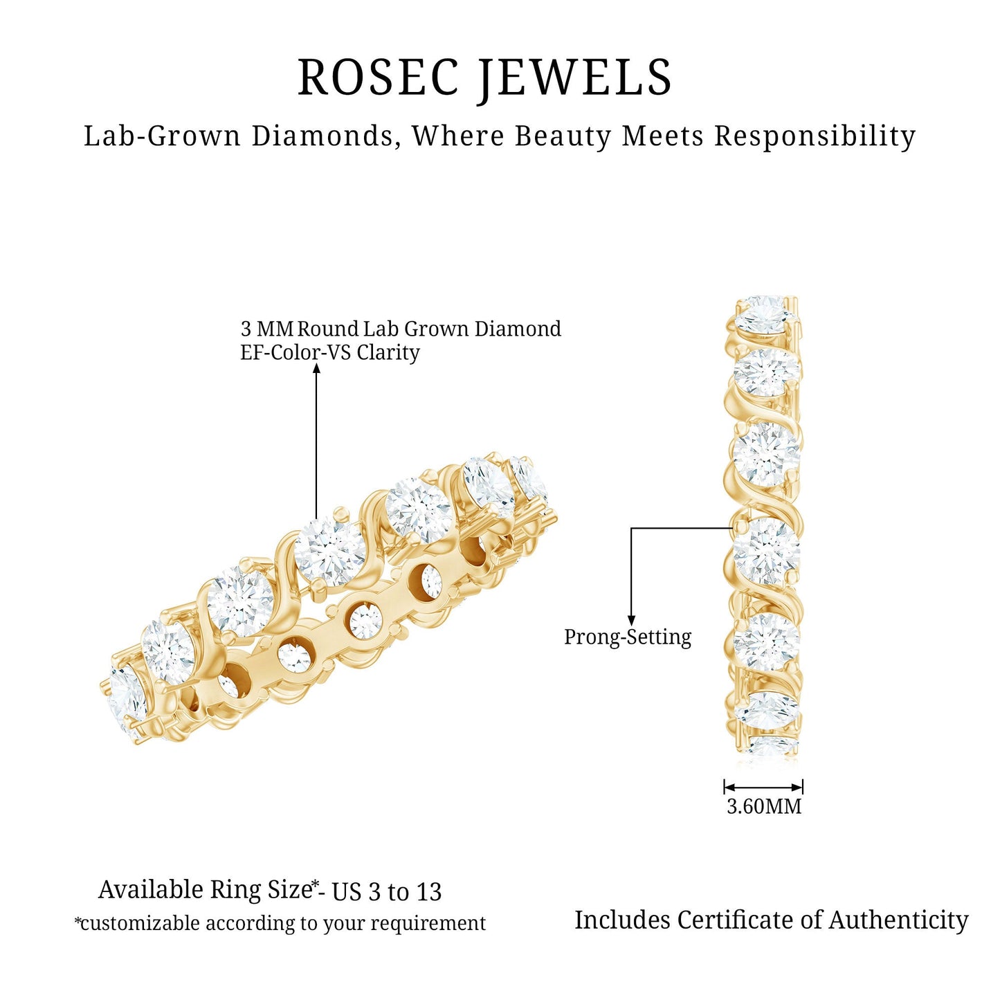 Certified Lab Grown Diamond Eternity Wedding Band
