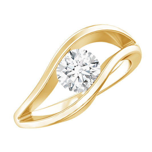 Certified 6 MM Round Moissanite Solitaire Ring with Tension Setting