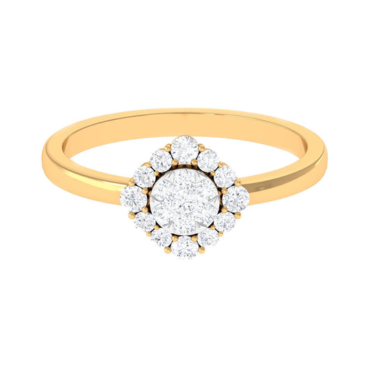 Natural Diamond Classic Engagement Ring with Halo