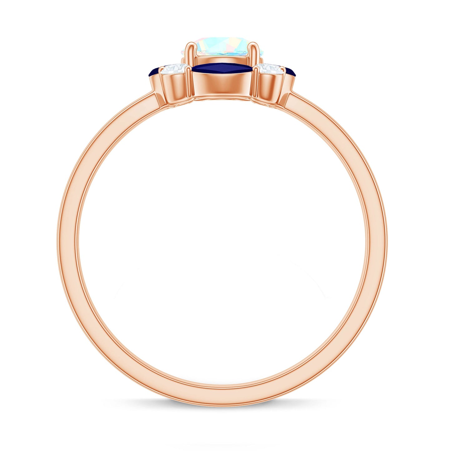 Natural Rainbow Opal and Sapphire Designer Ring