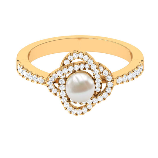 2.50 CT Freshwater Pearl Engagement Ring with Diamond Accent