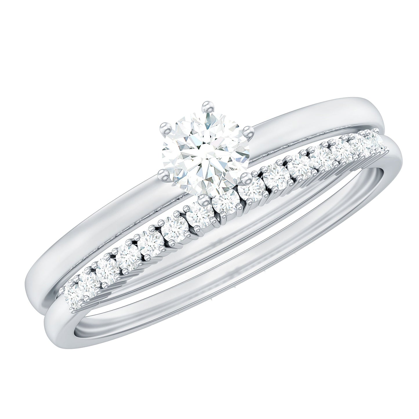 Simple Cubic Zirconia Solitaire Wedding Ring Set