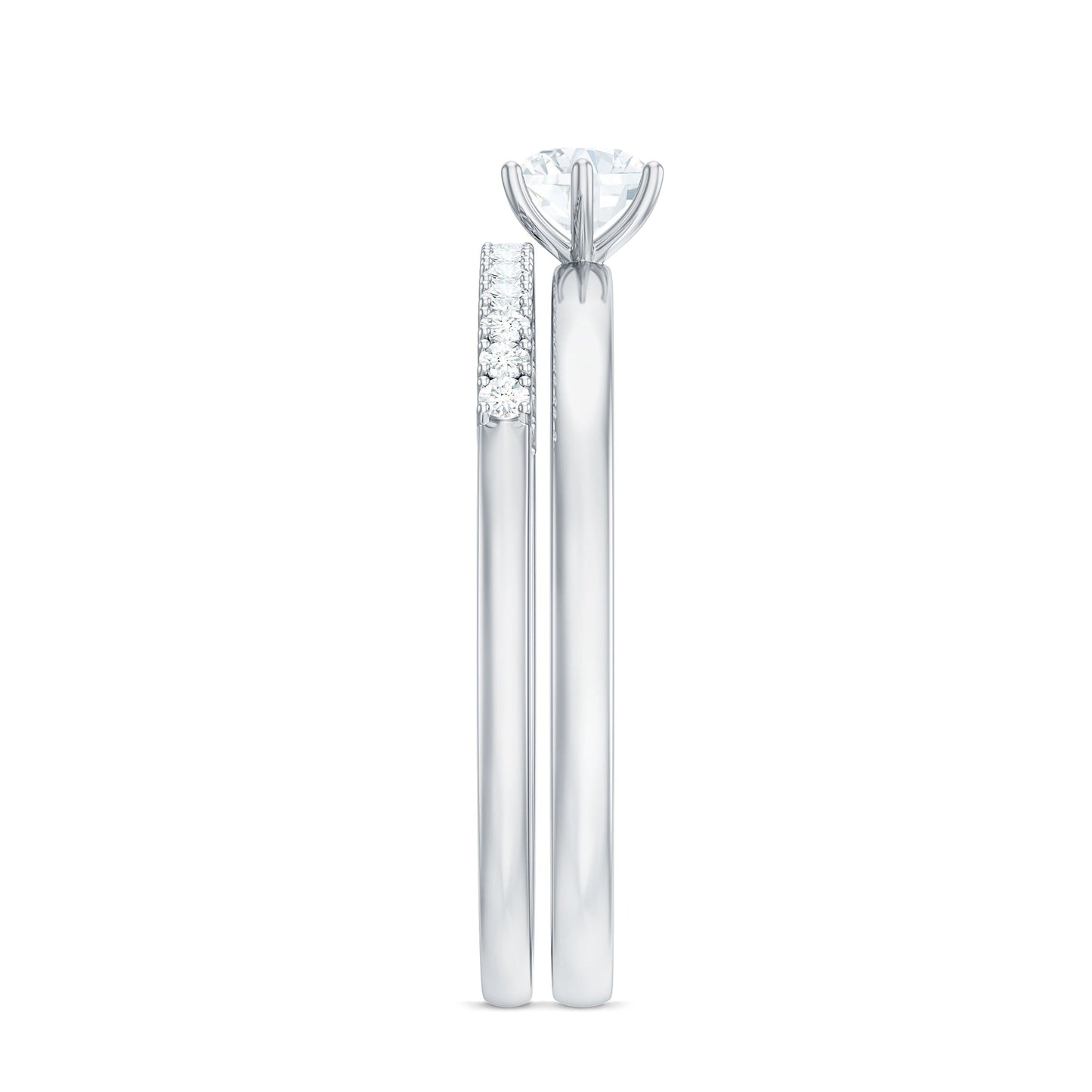 Simple Cubic Zirconia Solitaire Wedding Ring Set