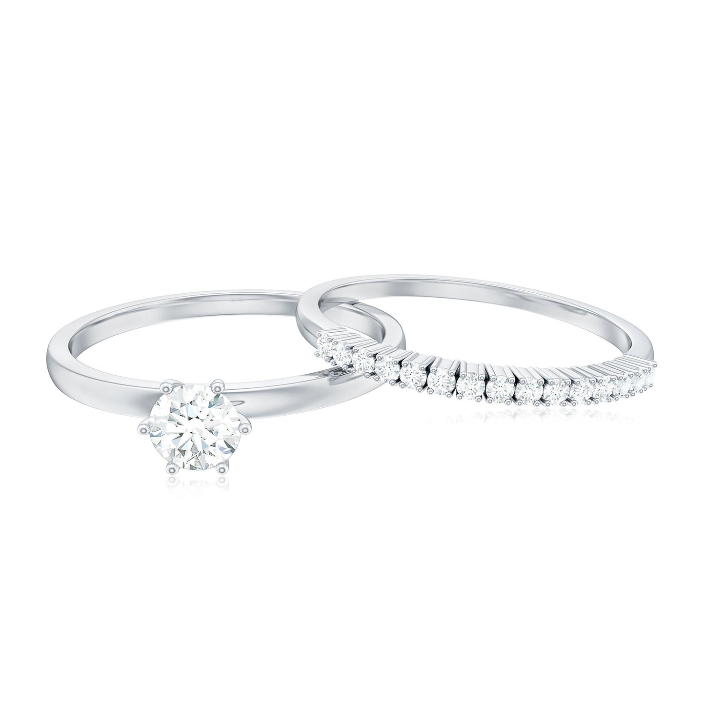Simple Cubic Zirconia Solitaire Wedding Ring Set
