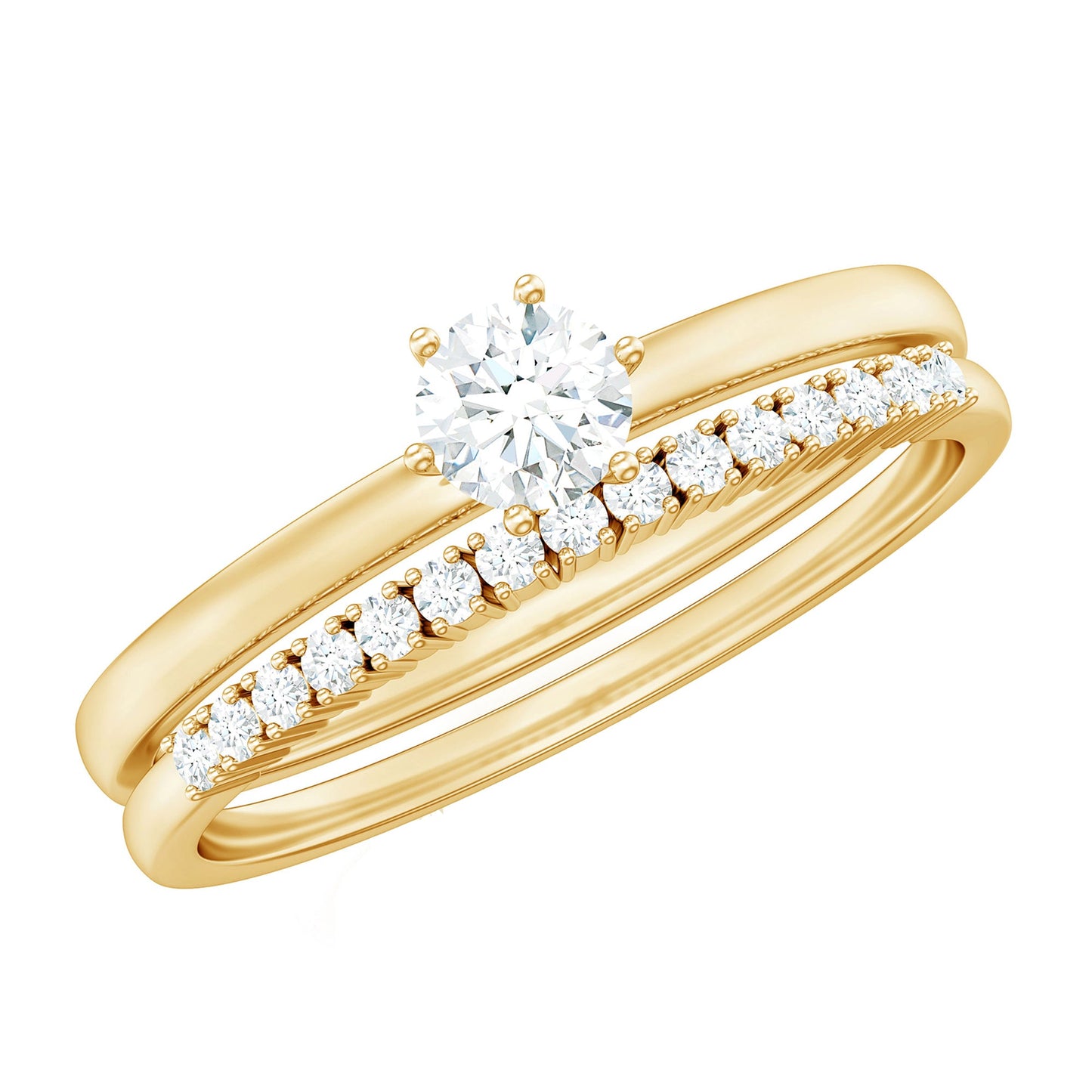 Simple Cubic Zirconia Solitaire Wedding Ring Set