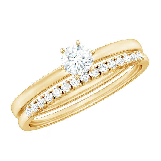Simple Cubic Zirconia Solitaire Wedding Ring Set