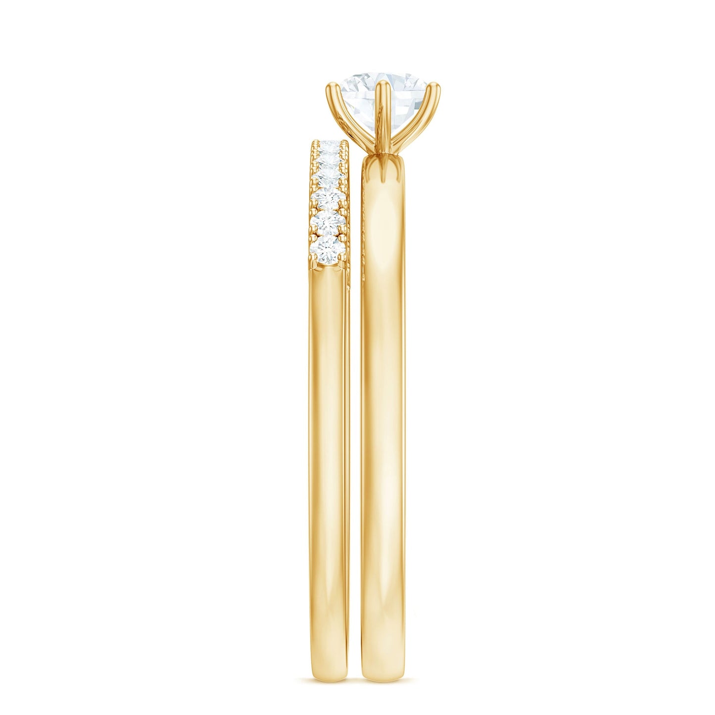 Simple Cubic Zirconia Solitaire Wedding Ring Set