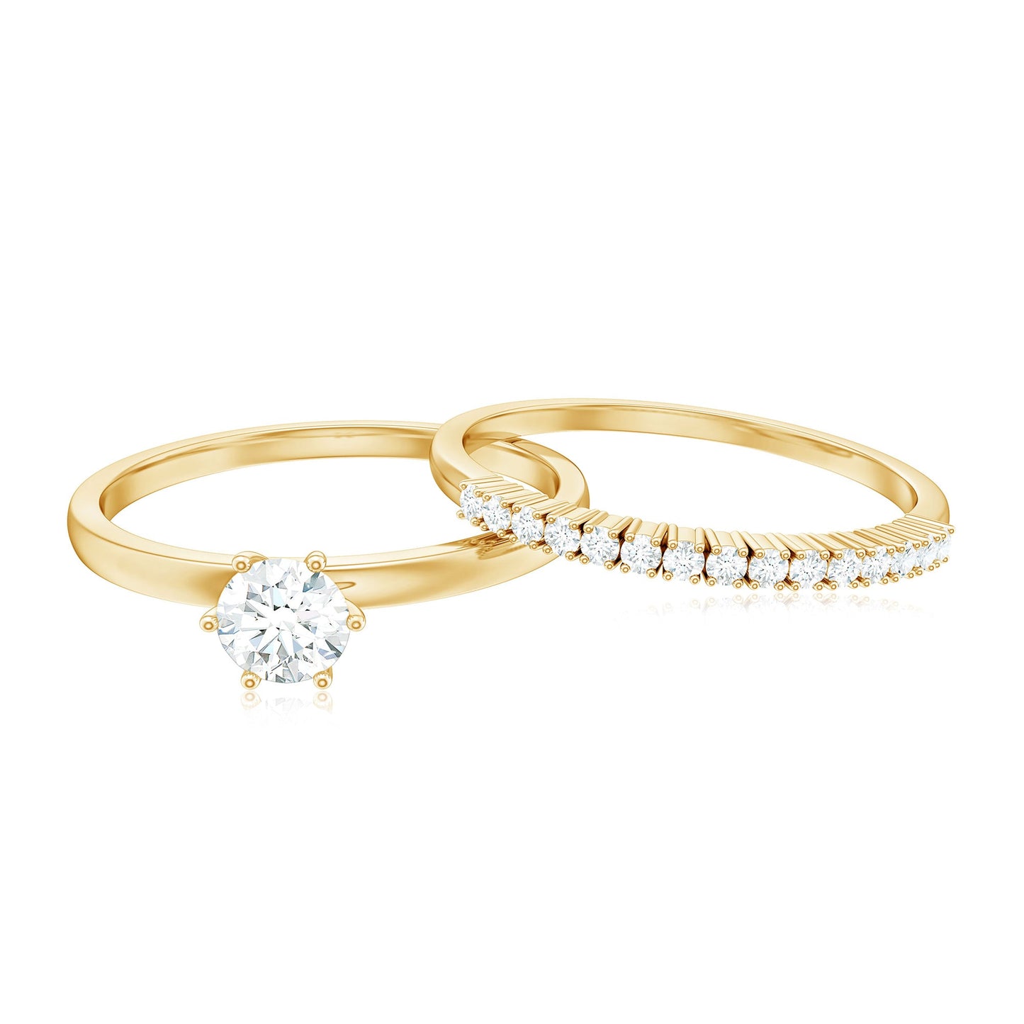 Simple Cubic Zirconia Solitaire Wedding Ring Set