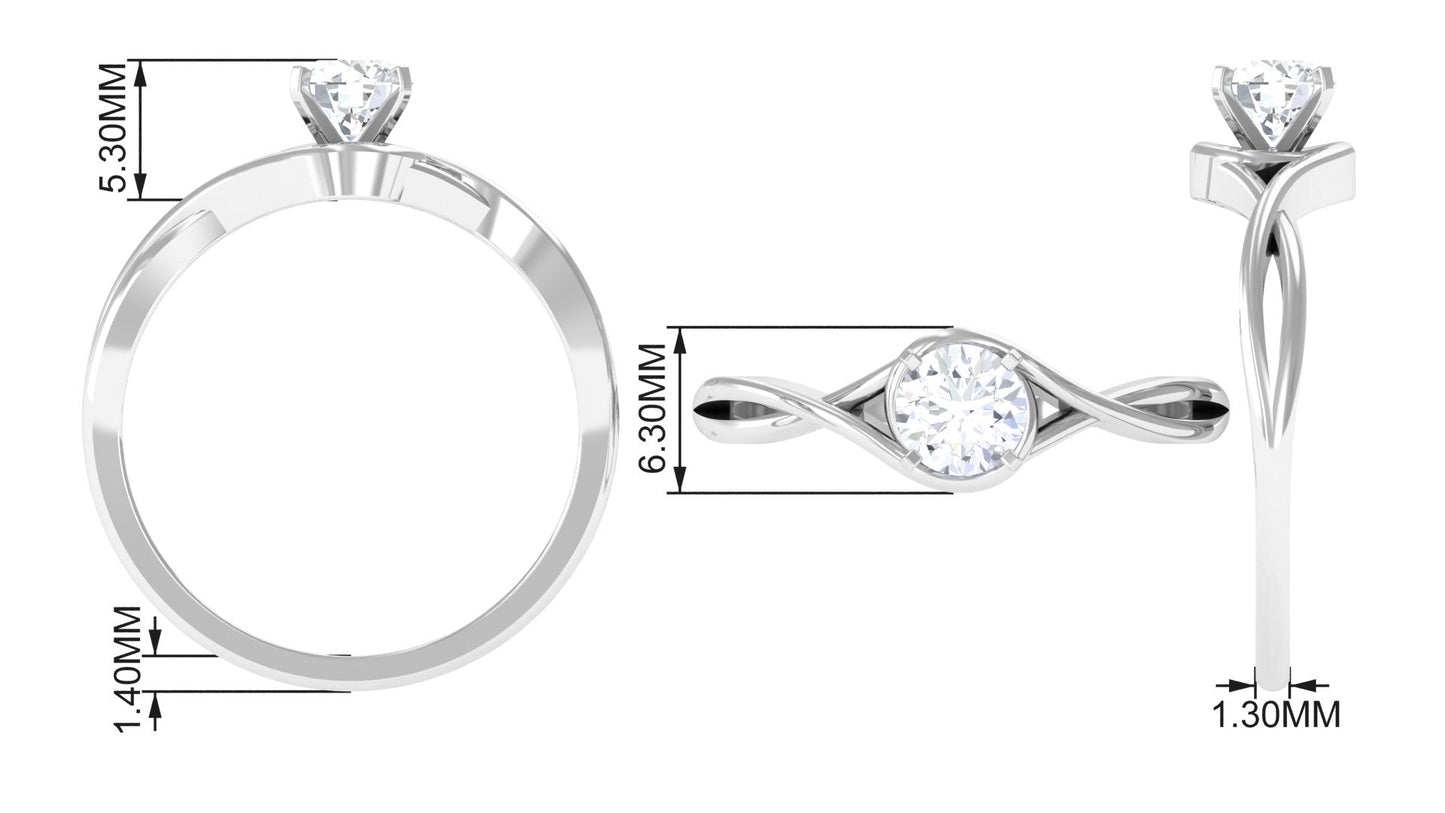 1/2 CT Round Solitaire Zircon Crossover Engagement Ring